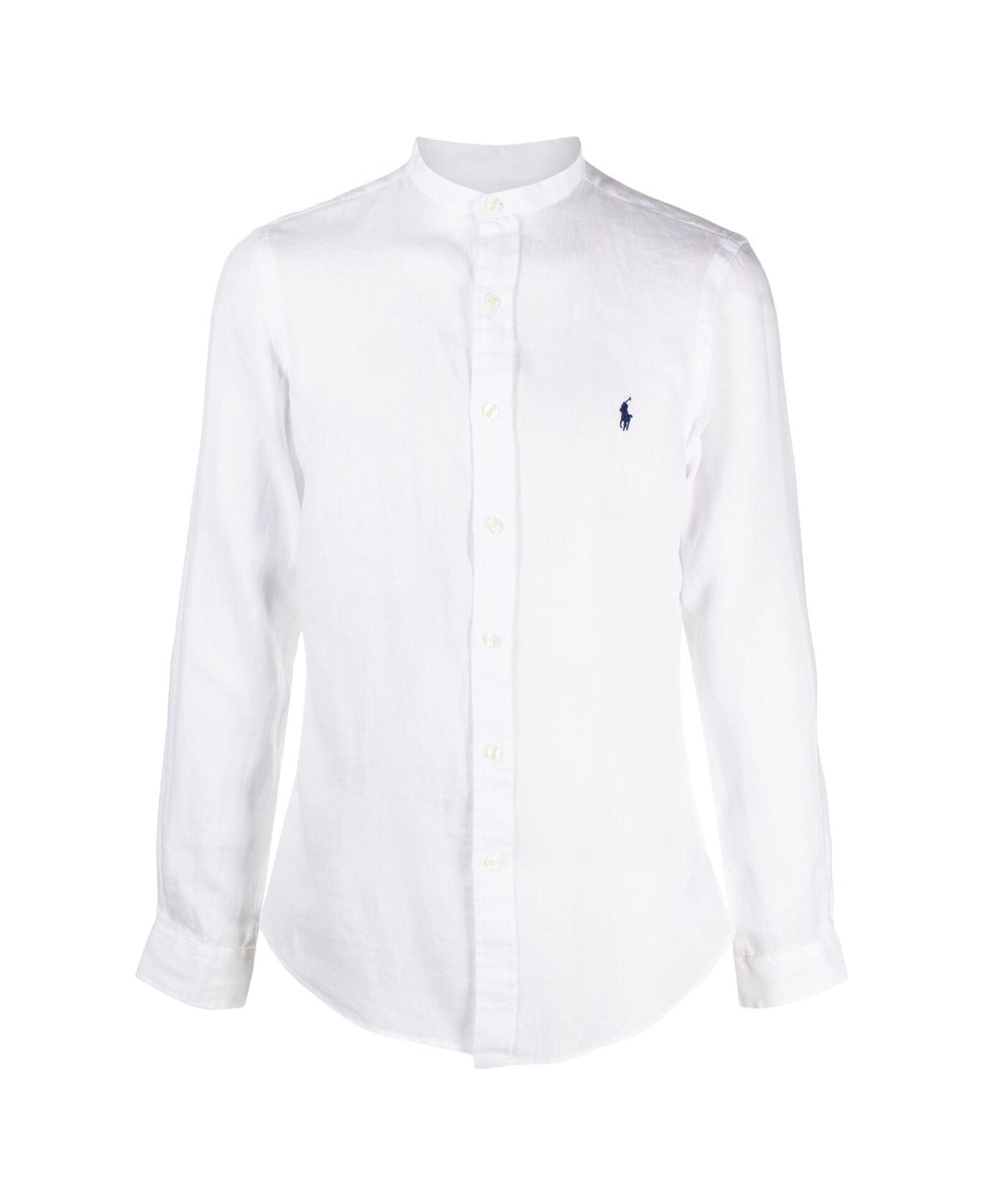 Ralph Lauren White Linen Shirt With Logo - White