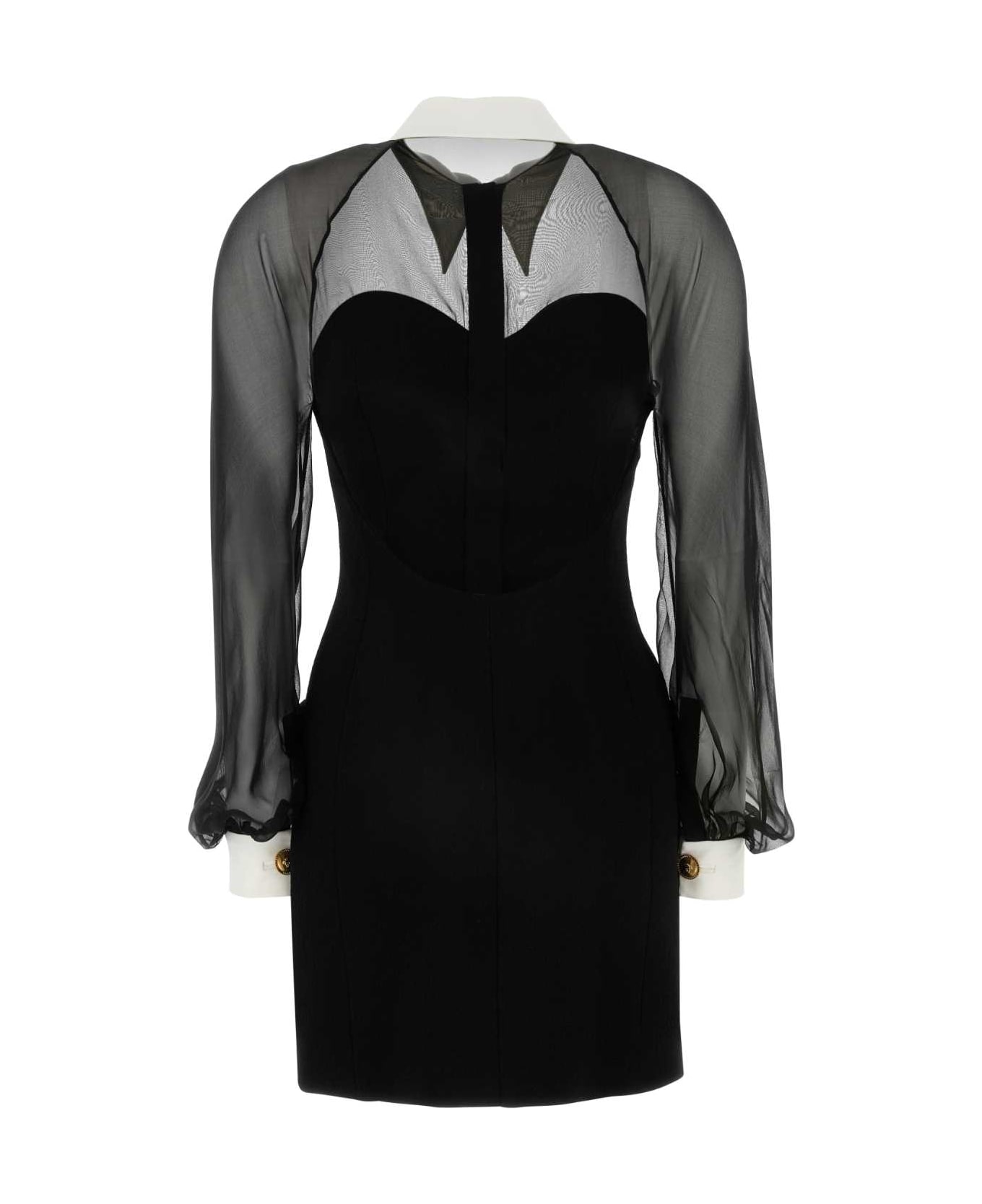 Versace Black Crepe And Chiffon Blazer Dress - Black