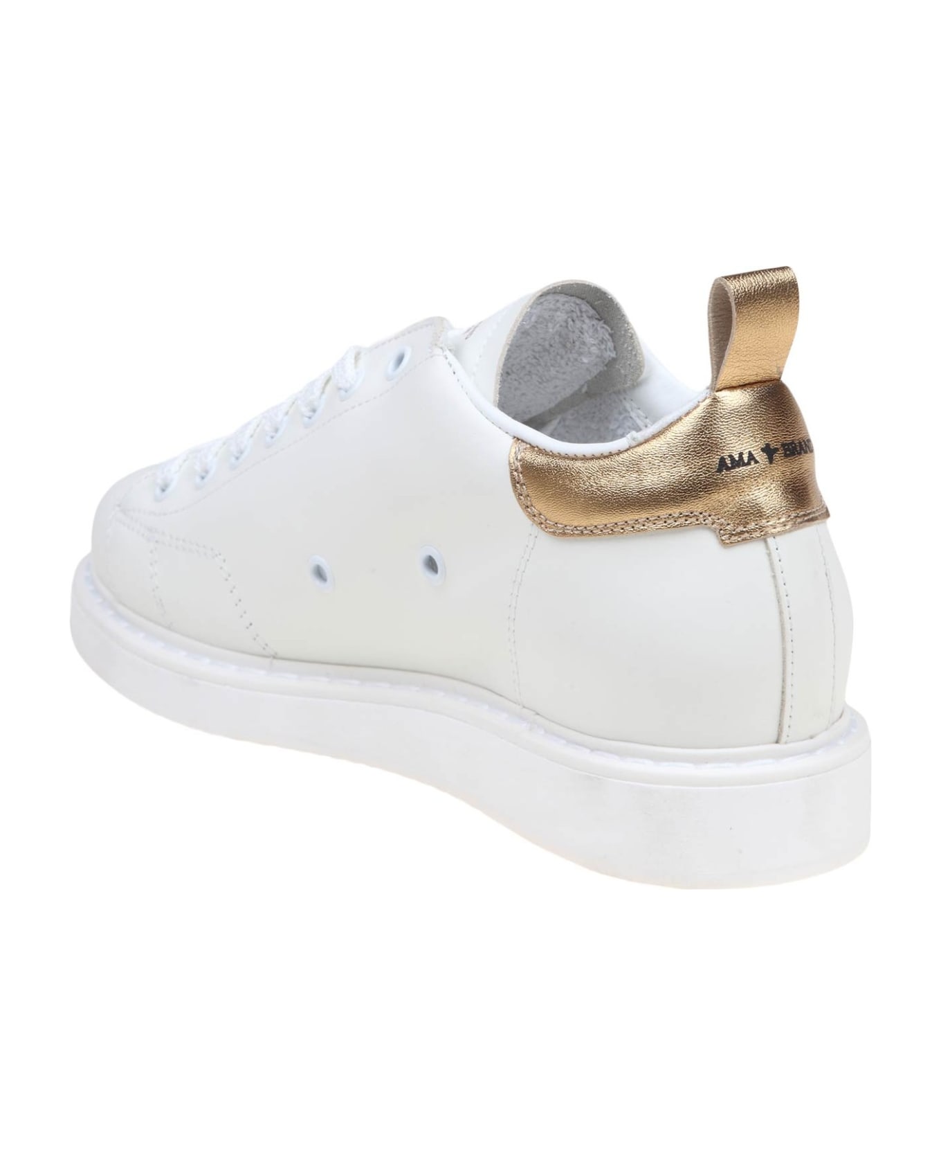 AMA-BRAND White And Gold Leather Sneakers - WHITE/GOLD