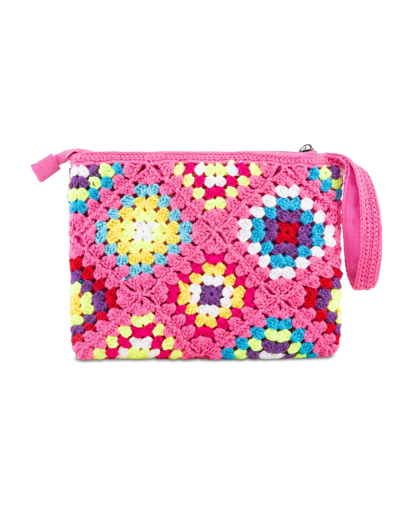 MC2 Saint Barth Parisienne Pink Crochet Pouch Bag With Saint Barth Embroidery - PINK