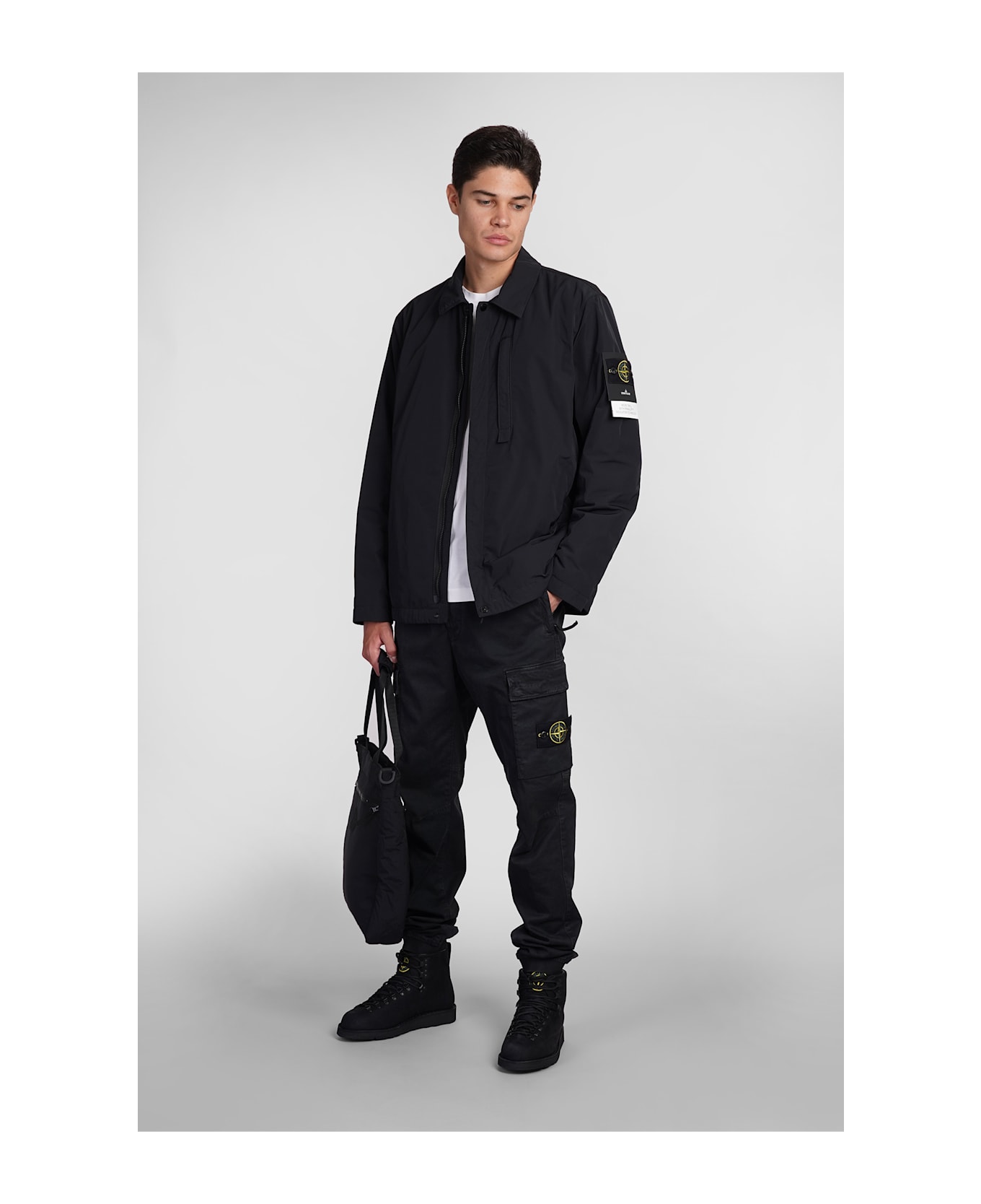 Stone Island Casual Jacket In Black Polyester - black