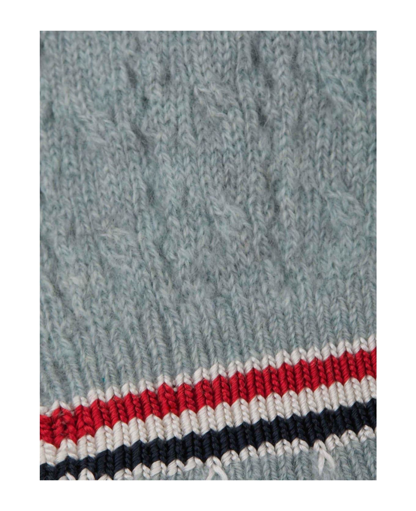 Thom Browne Rwb Stripe Detailed Knitted Gloves - BLUE
