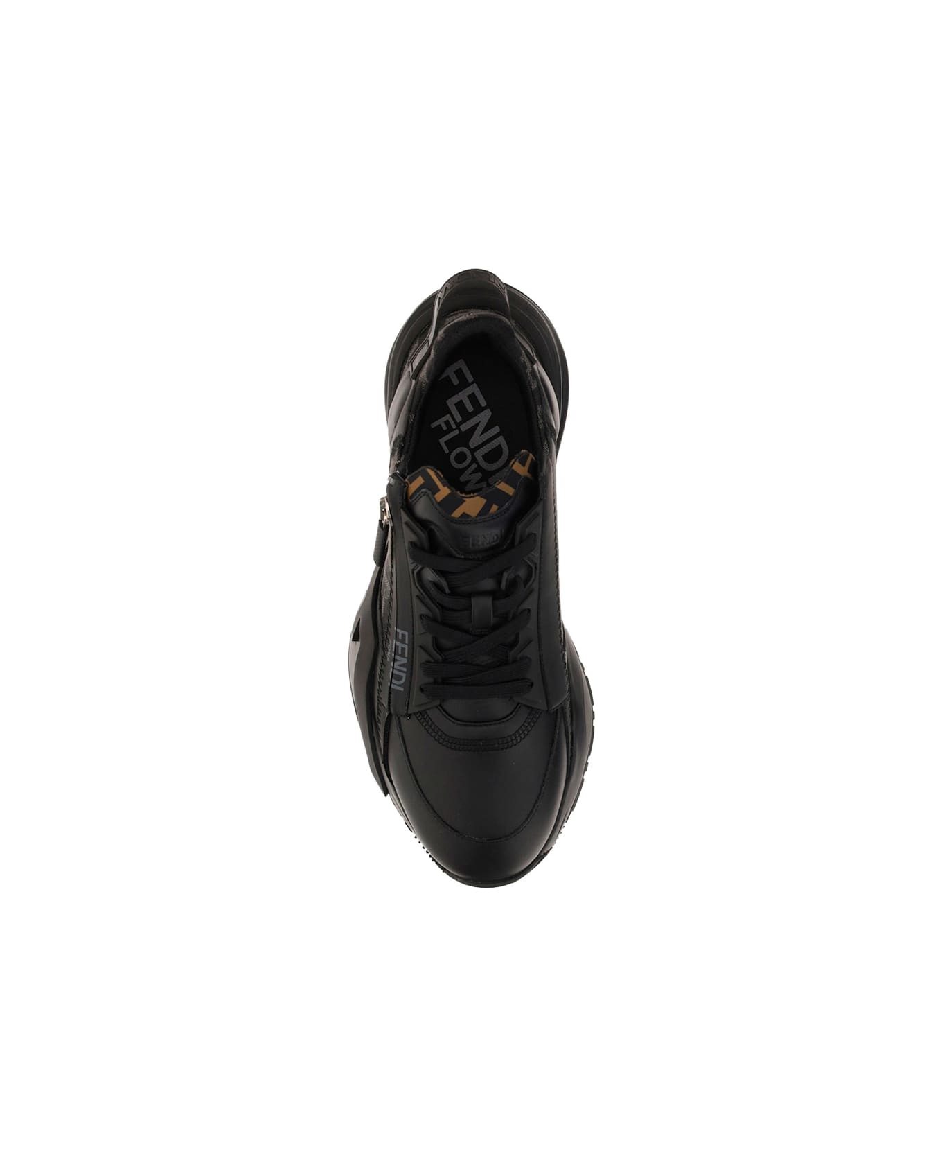 Fendi Flow Leather Sneakers - Black