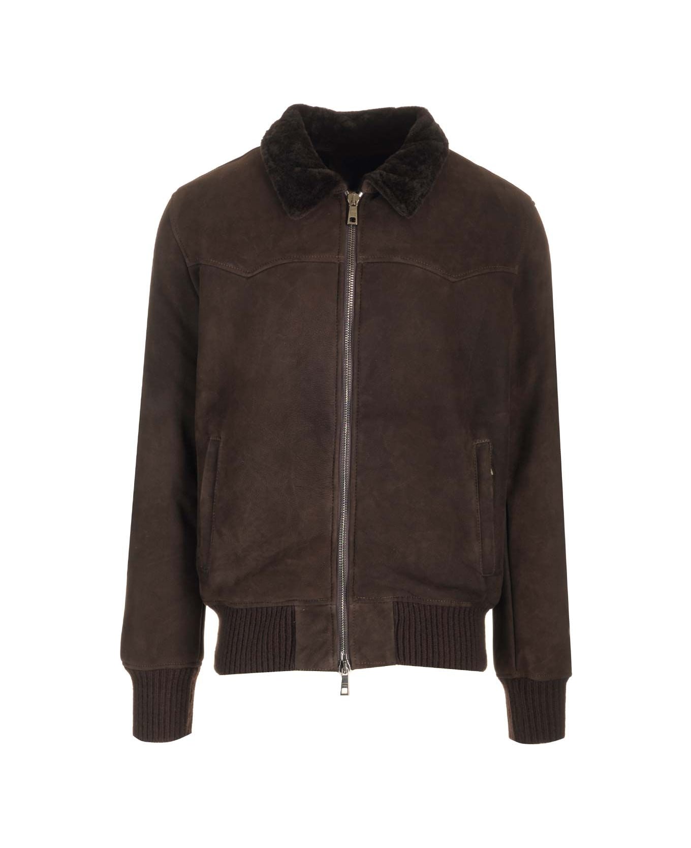 Giorgio Brato Bomber Jacket In Shearling - Brown