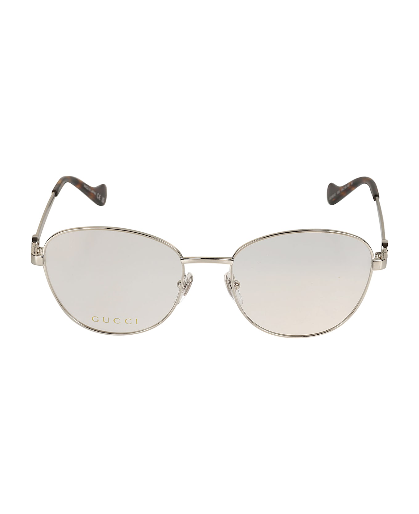 Gucci Eyewear Logo Lens Round Frame - 003 silver silver transpa