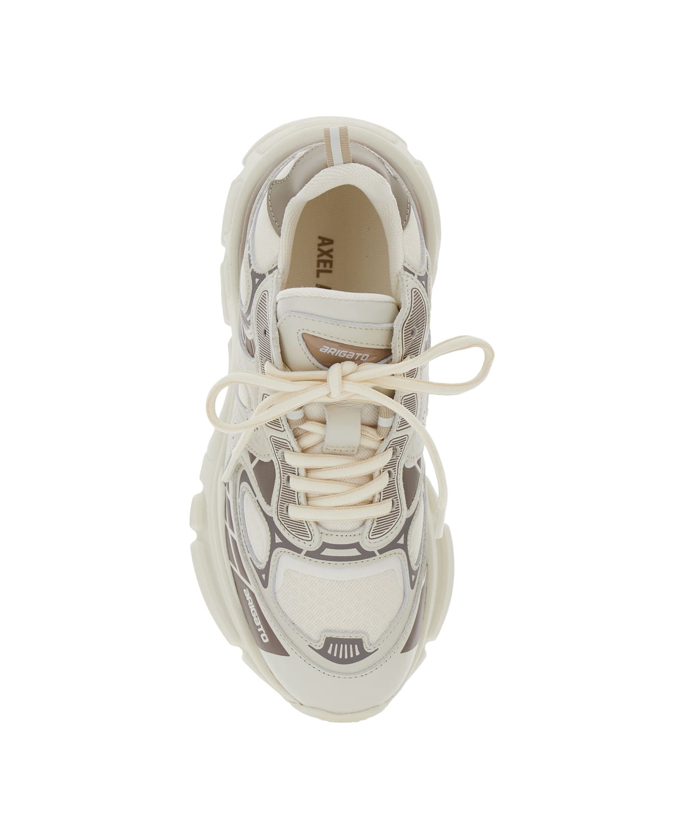 Axel Arigato 
sphere Trip Running
 Beige Sneakers With Chunky Sole And Logo On Tongue In Leather And Fabric Blend Woman - BEIGE/ BEIGE