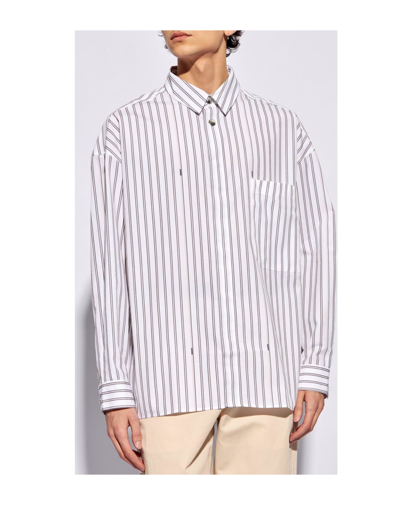 Jacquemus Striped Collared Long-sleeve Shirt - Red