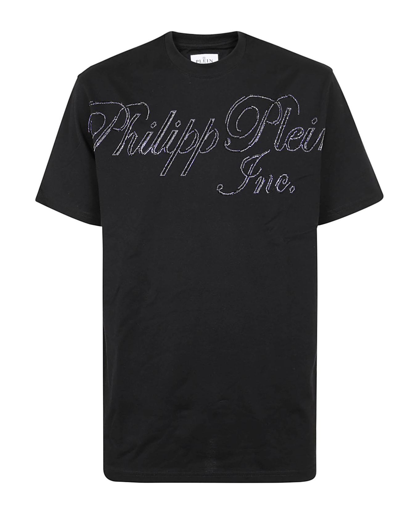 Philipp Plein T-shirt Round Neck Ss With Cr - Black