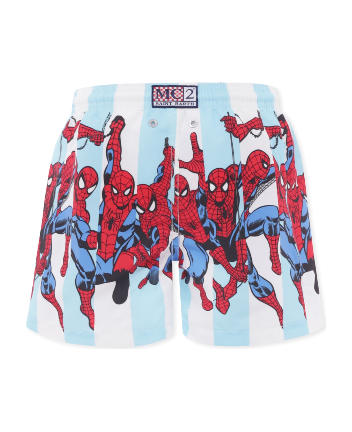 MC2 Saint Barth Light Blue Swim Shorts For Boy With Spiderman - Light Blue