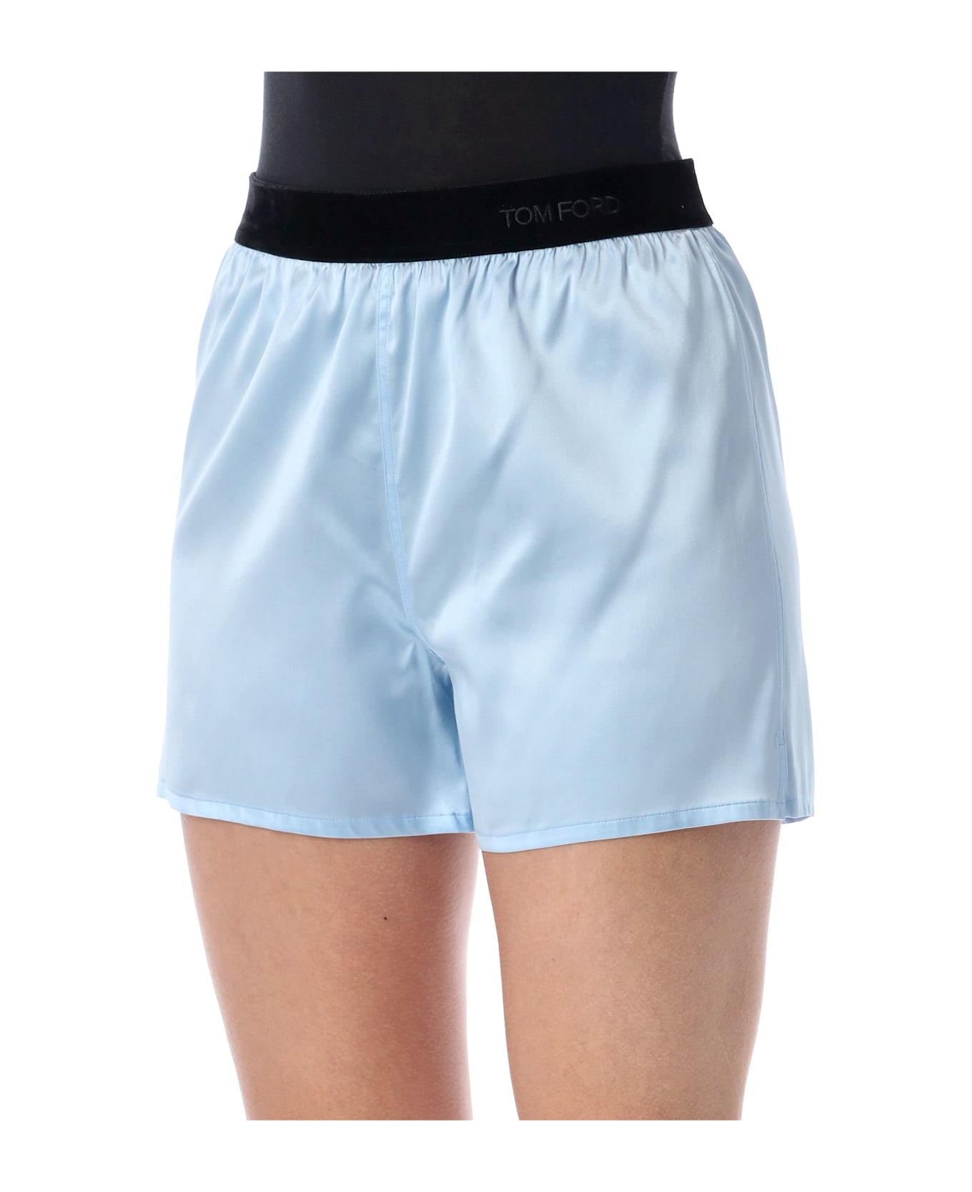 Tom Ford Stretch Silk Satin Pj Shorts - FROST LIGHT BLUE