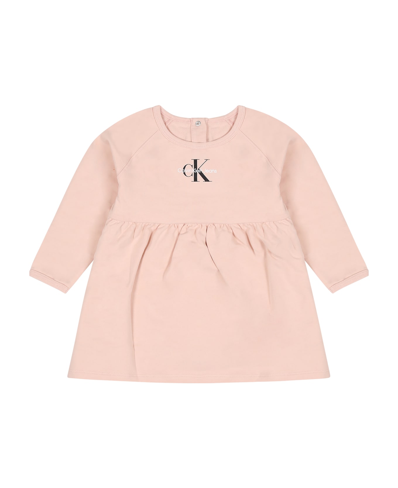 Calvin Klein Pink Dress For Baby Girl With Logo - Pink