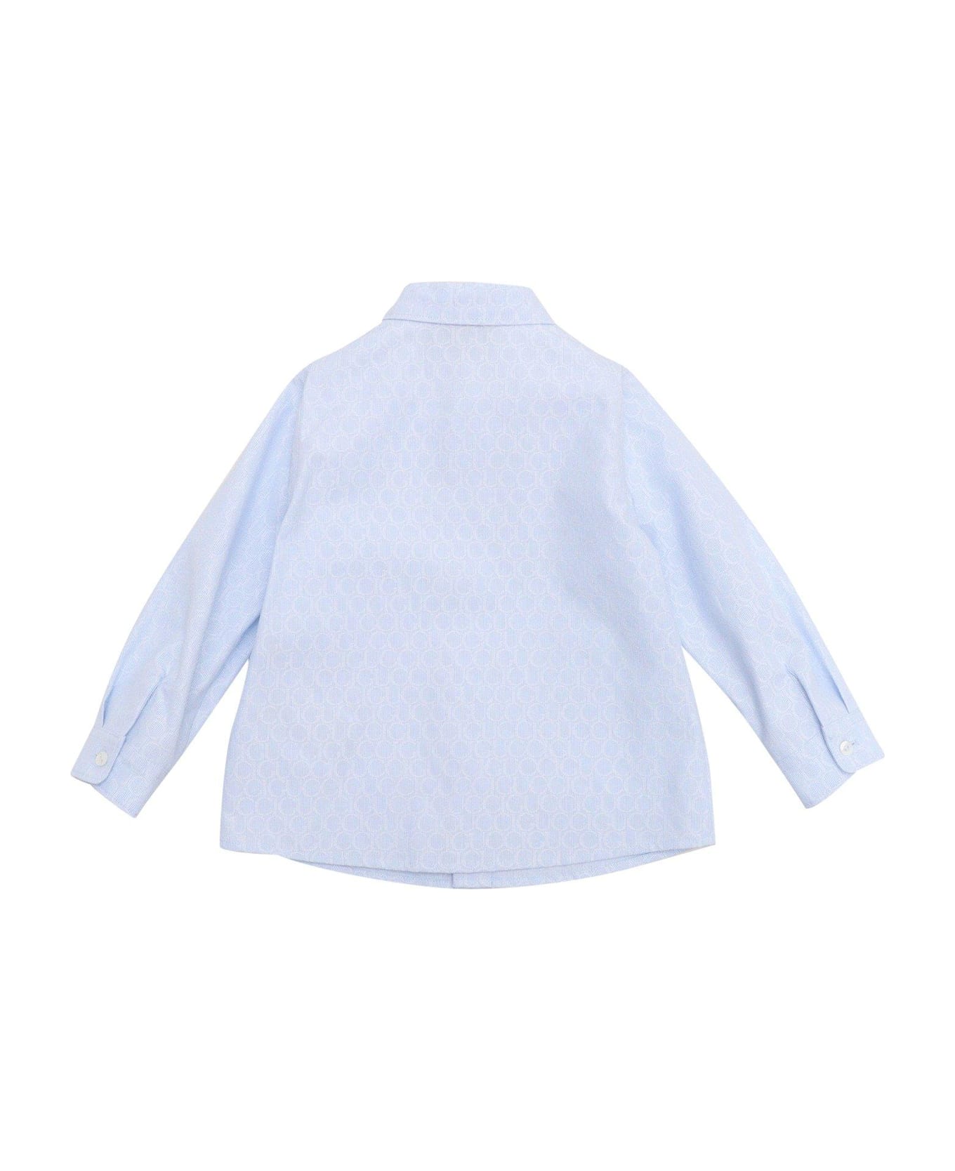 Gucci Jacquard Curved Hem Shirt - Azzuro