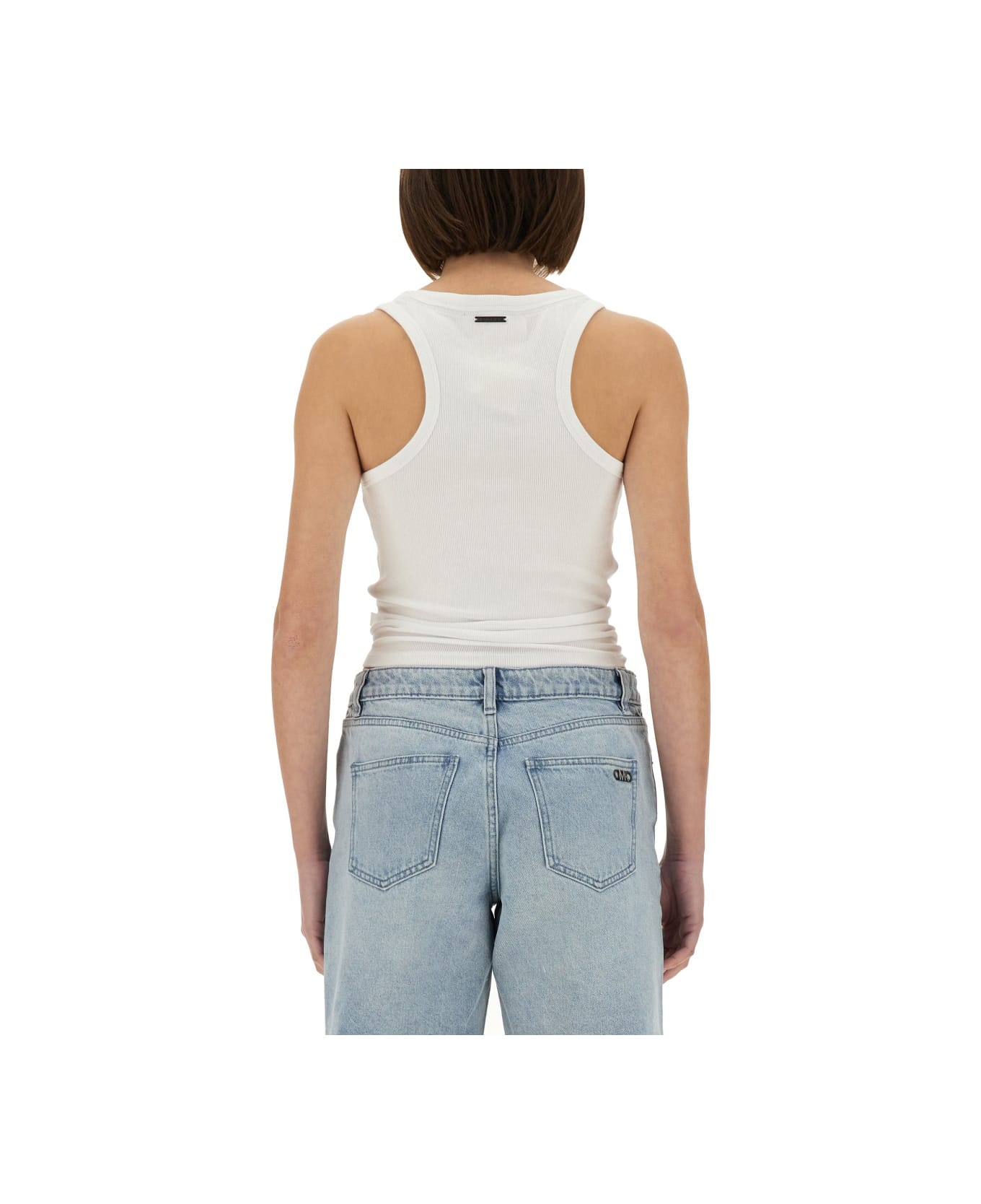 Michael Kors Knit Tank Top With Front Lacing - WHITE