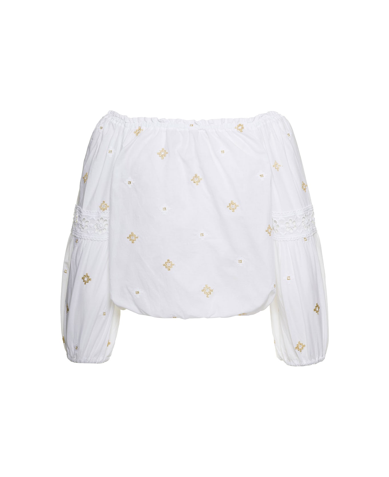 Temptation Positano Off-shoulder Embroidered Blouse In White Cotton Woman - White トップス