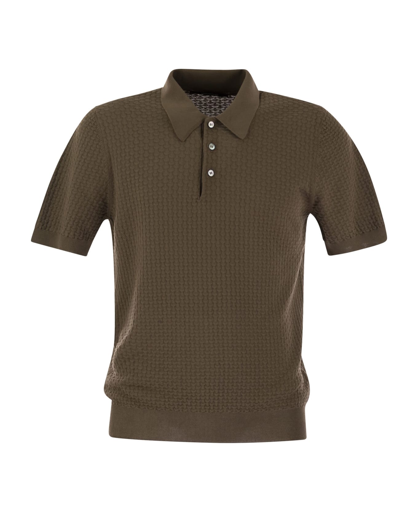 Tagliatore Knitted Cotton Polo Shirt - Brown