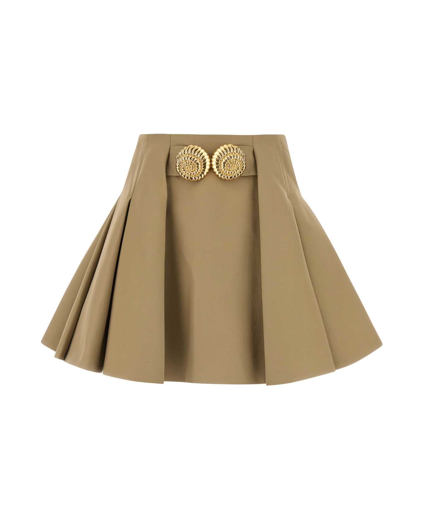 Balmain Escargot Belted Flare Gdp Short Skirt - BEIGE