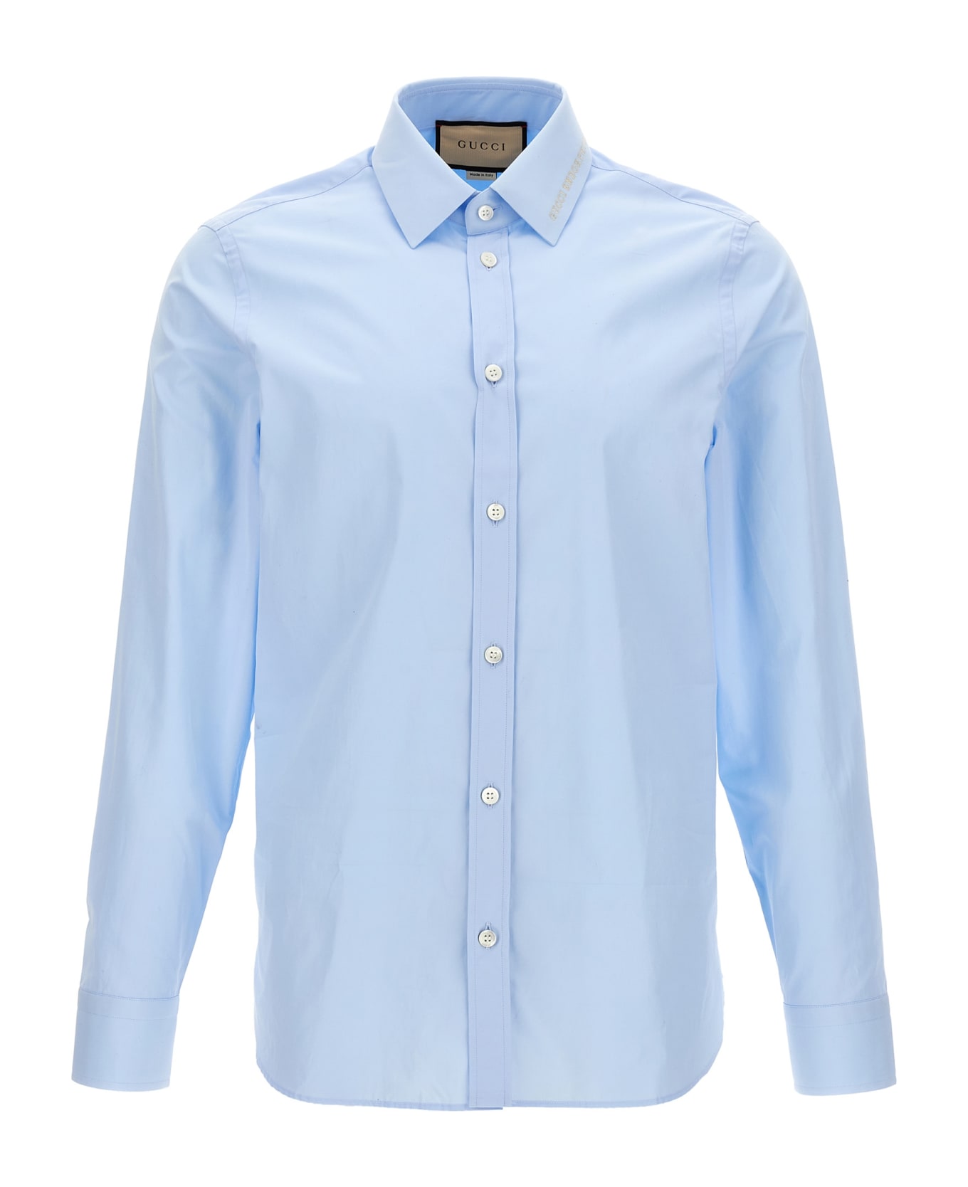 Gucci Logo Embroidery Shirt - Light Blue