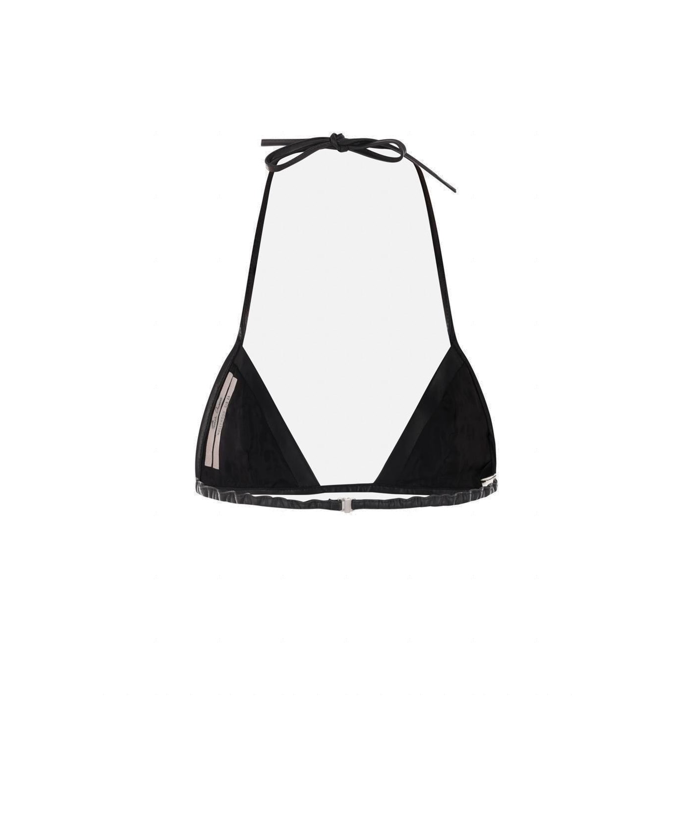 Rick Owens Halterneck Leather Top - Black