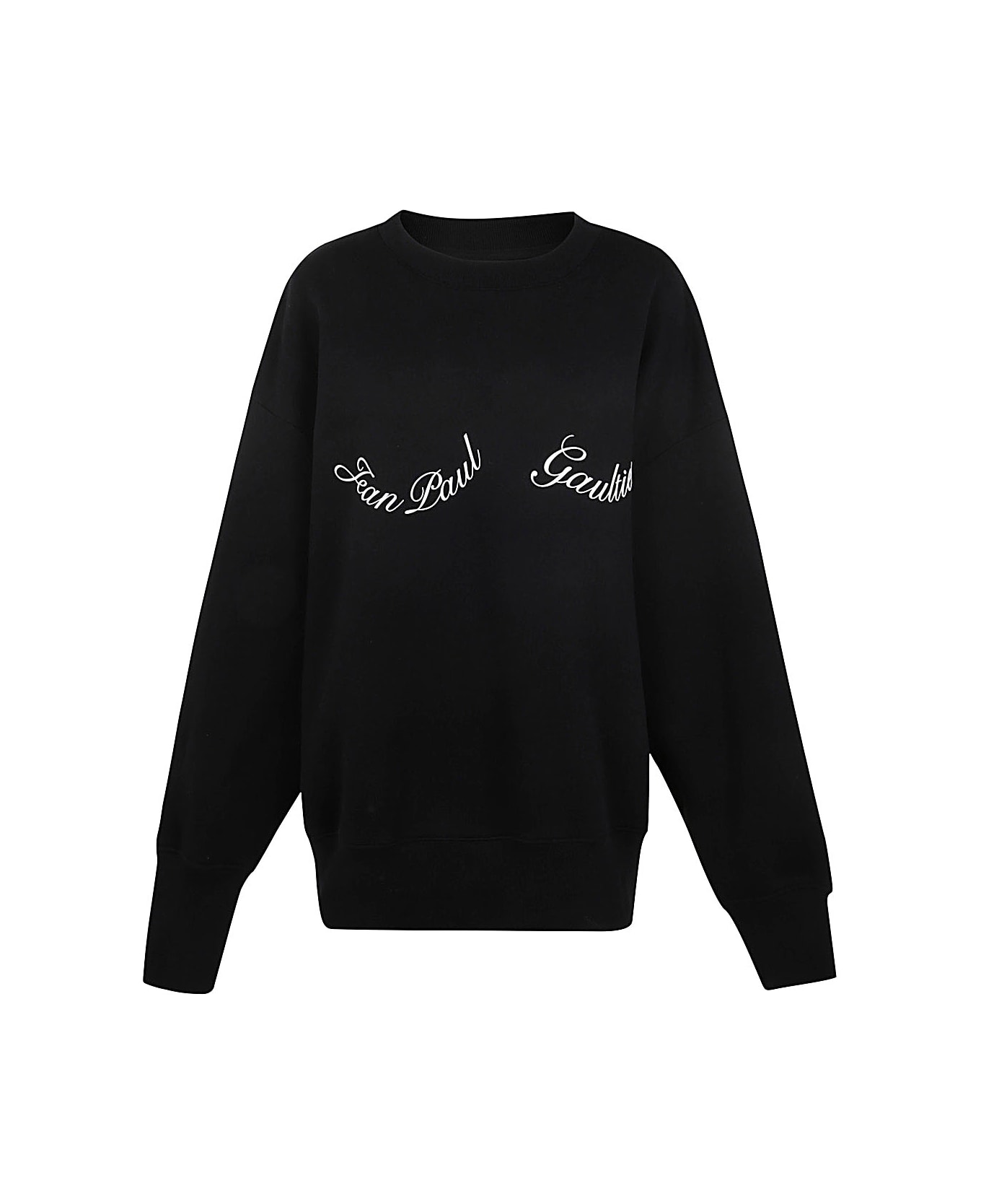 Jean Paul Gaultier Crewneck Cotton Sweatshirt With "" Detail - Black White フリース