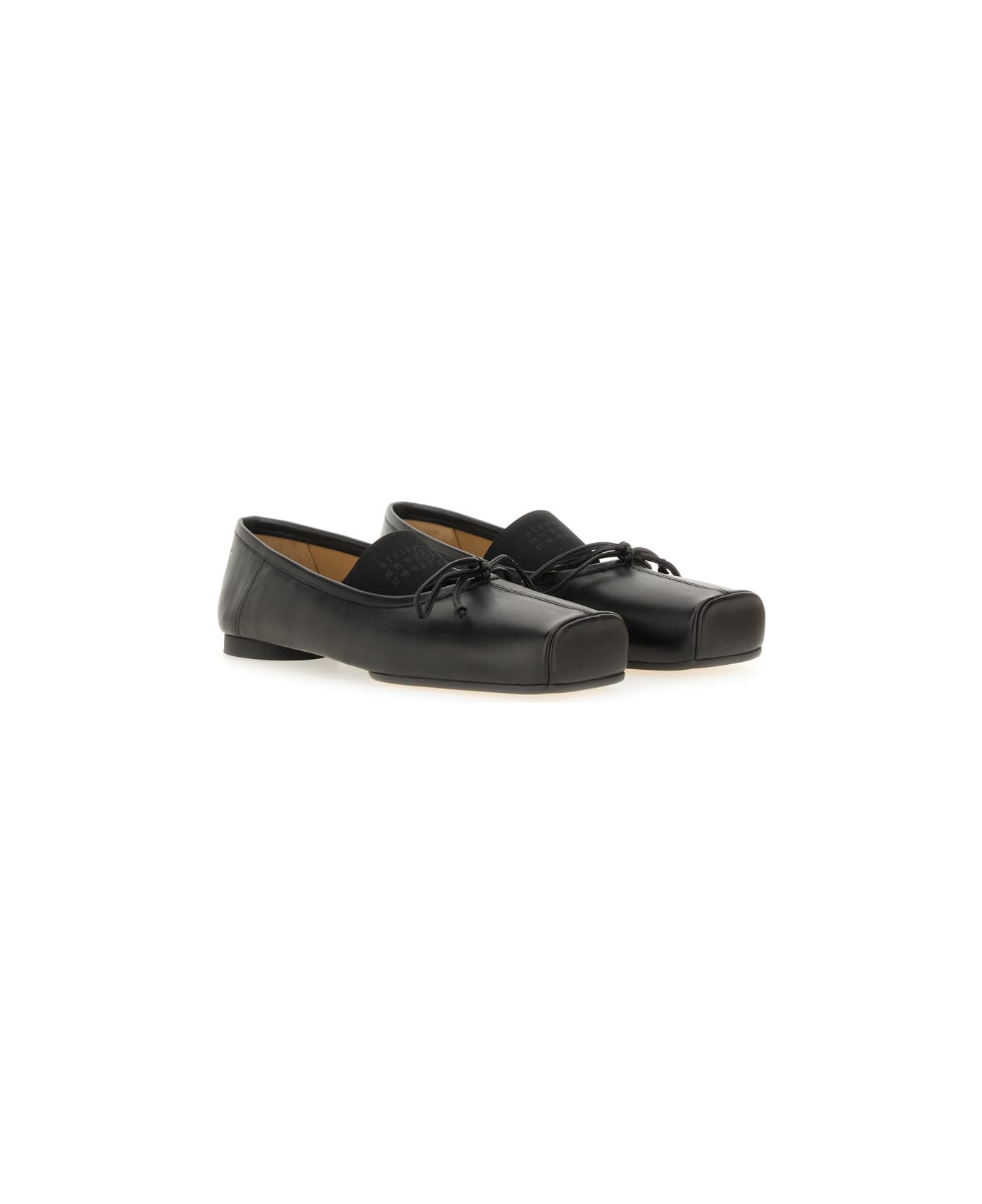 MM6 Maison Margiela Leather Ballerina - BLACK
