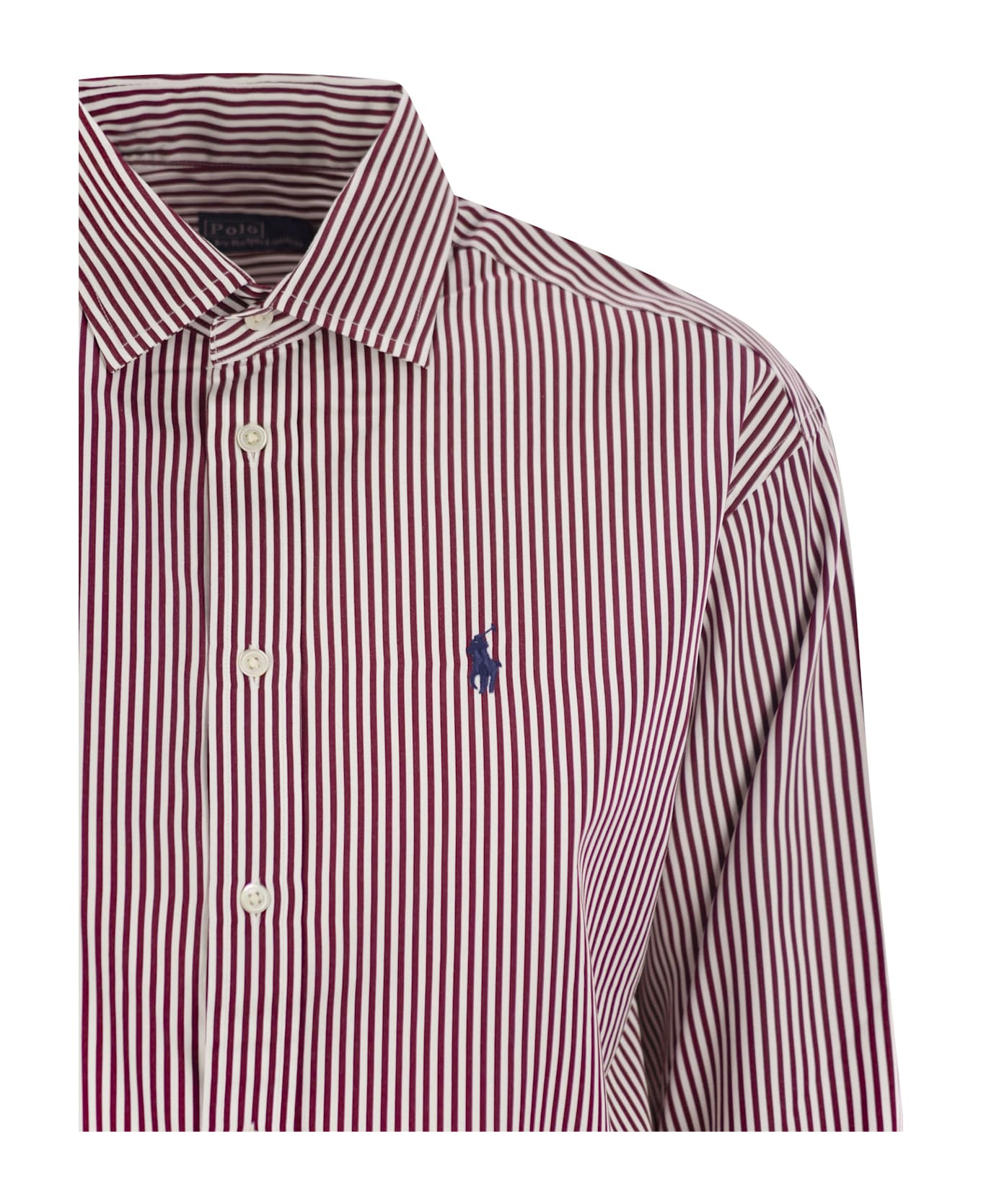 Ralph Lauren Relaxed Fit Pinstriped Shirt - Bordeaux/white