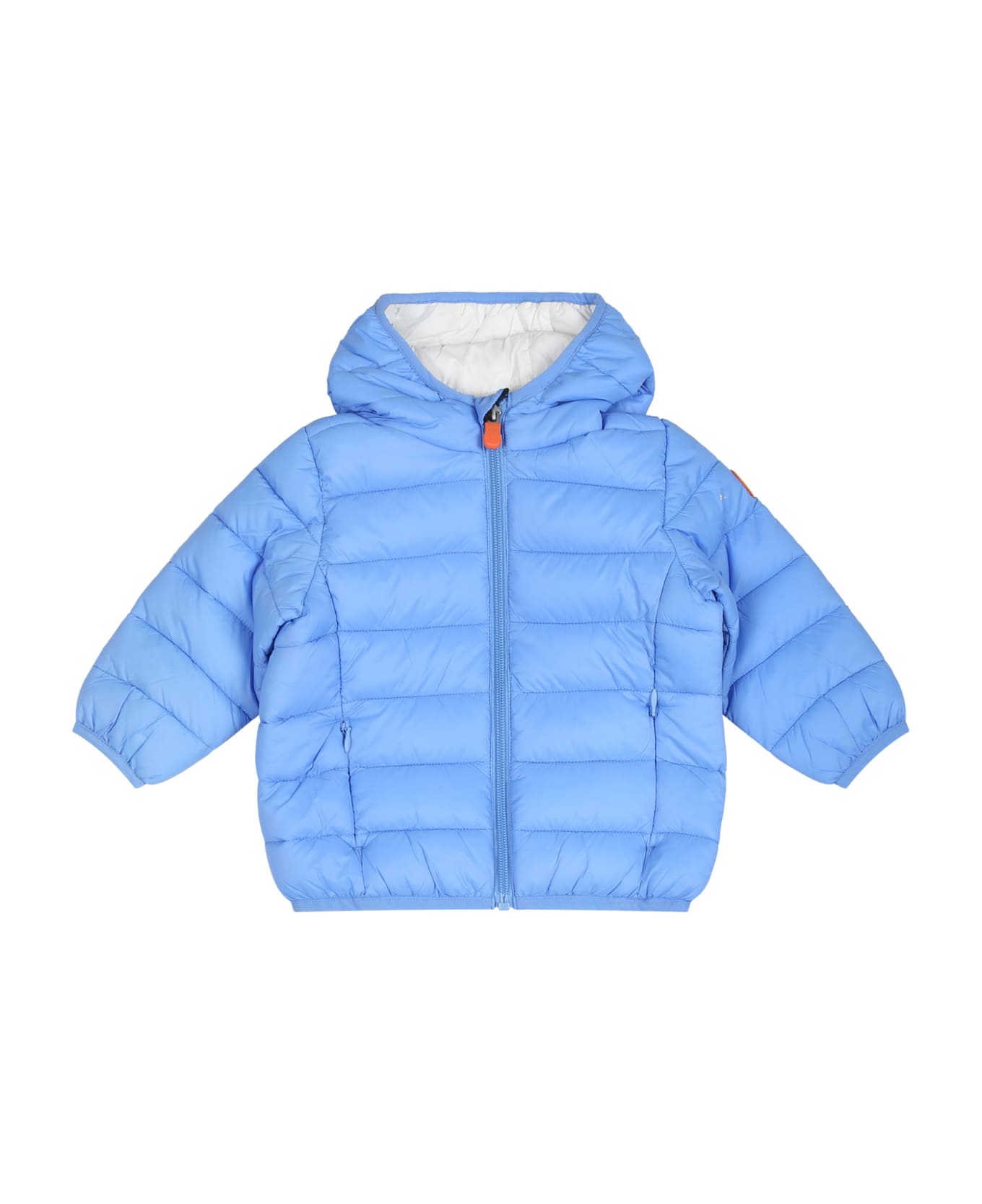 Save the Duck Light Blue Jacket For Baby Boy With Logo - Light Blue コート＆ジャケット