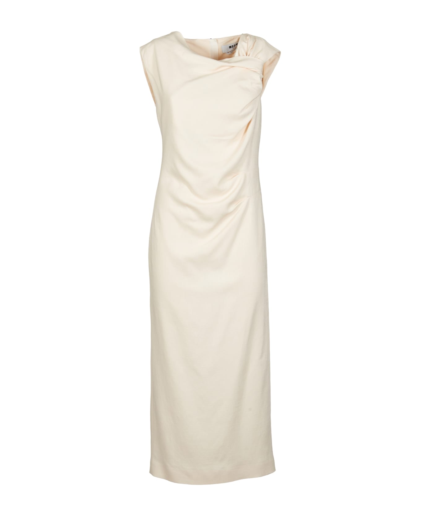 MSGM Draped Long-length Sleeveless Dress - Off-White