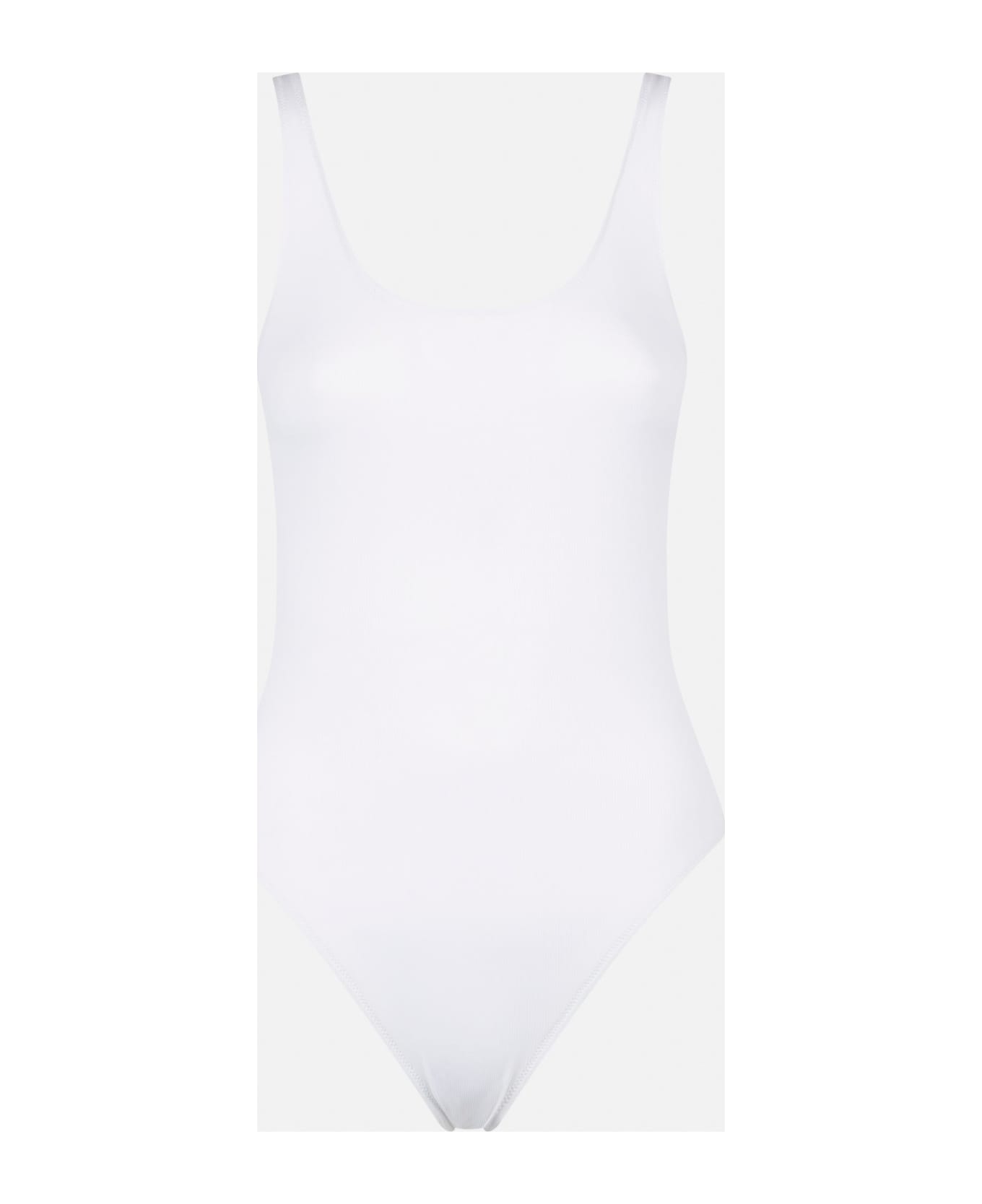 MC2 Saint Barth White Ribbed One Piece Swimsuit - WHITE