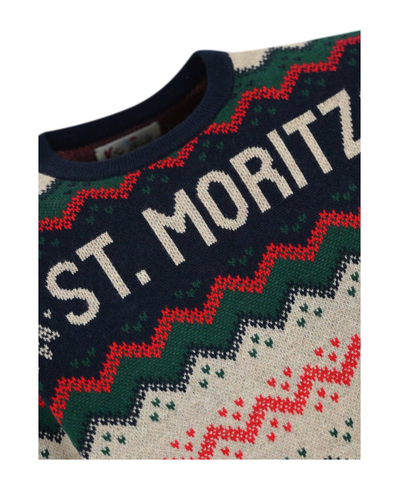 MC2 Saint Barth Heron St. Moritz Sweater In Wool And Cashmere Blend - Verde/blu/bianco