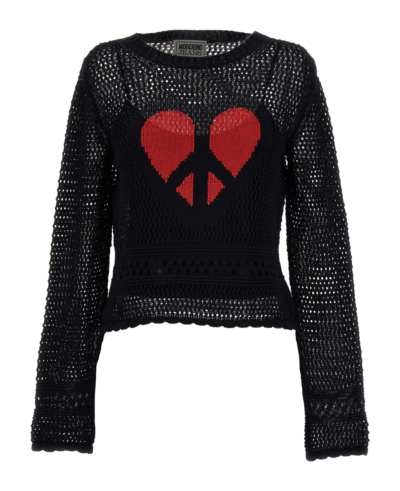 M05CH1N0 Jeans Crochet Sweater - Black  