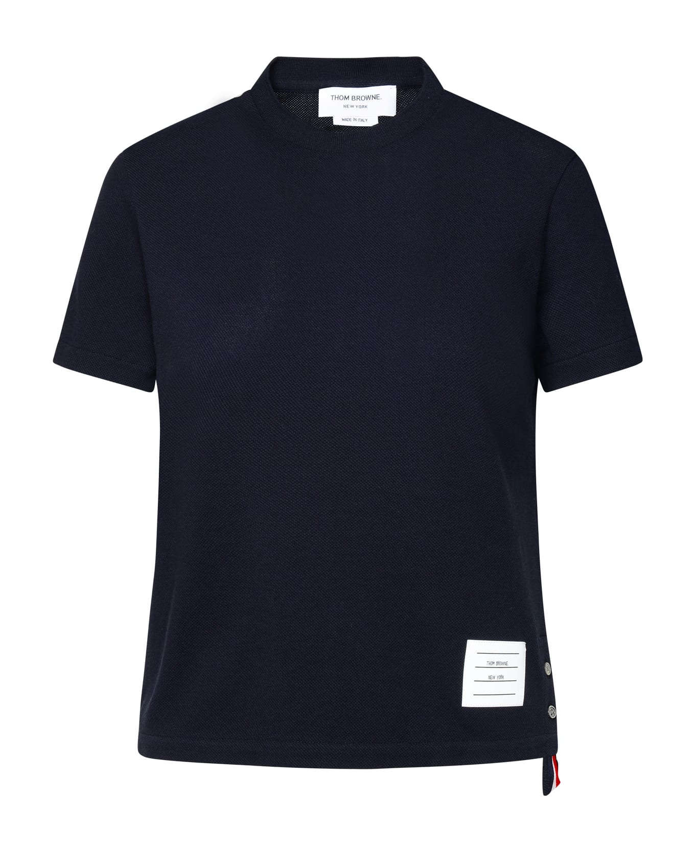 Thom Browne 'relaxed' Navy Textured Cotton T-shirt - BLUE