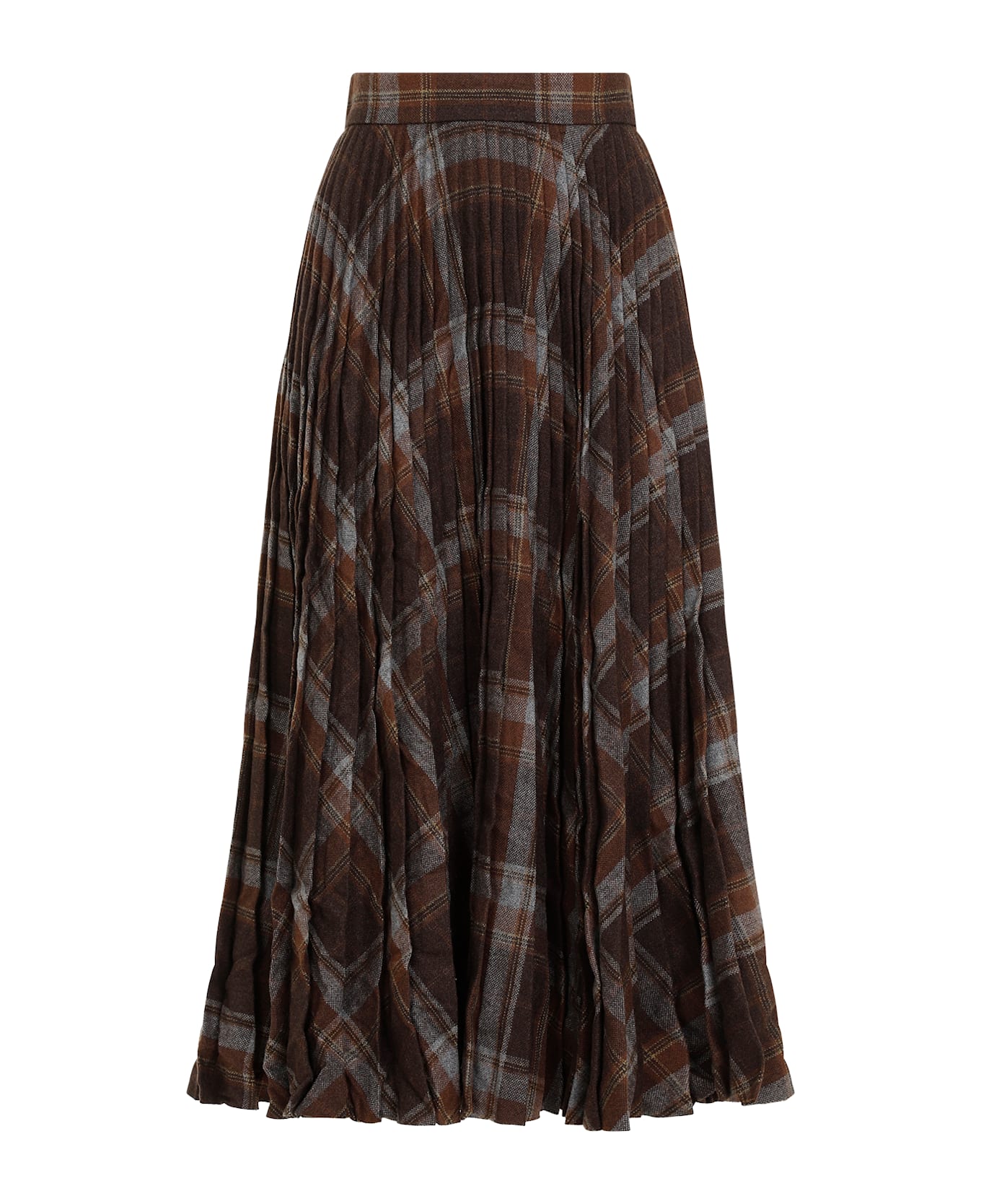 Balenciaga Pleated Skirt With Ruffled Effect - Brown
