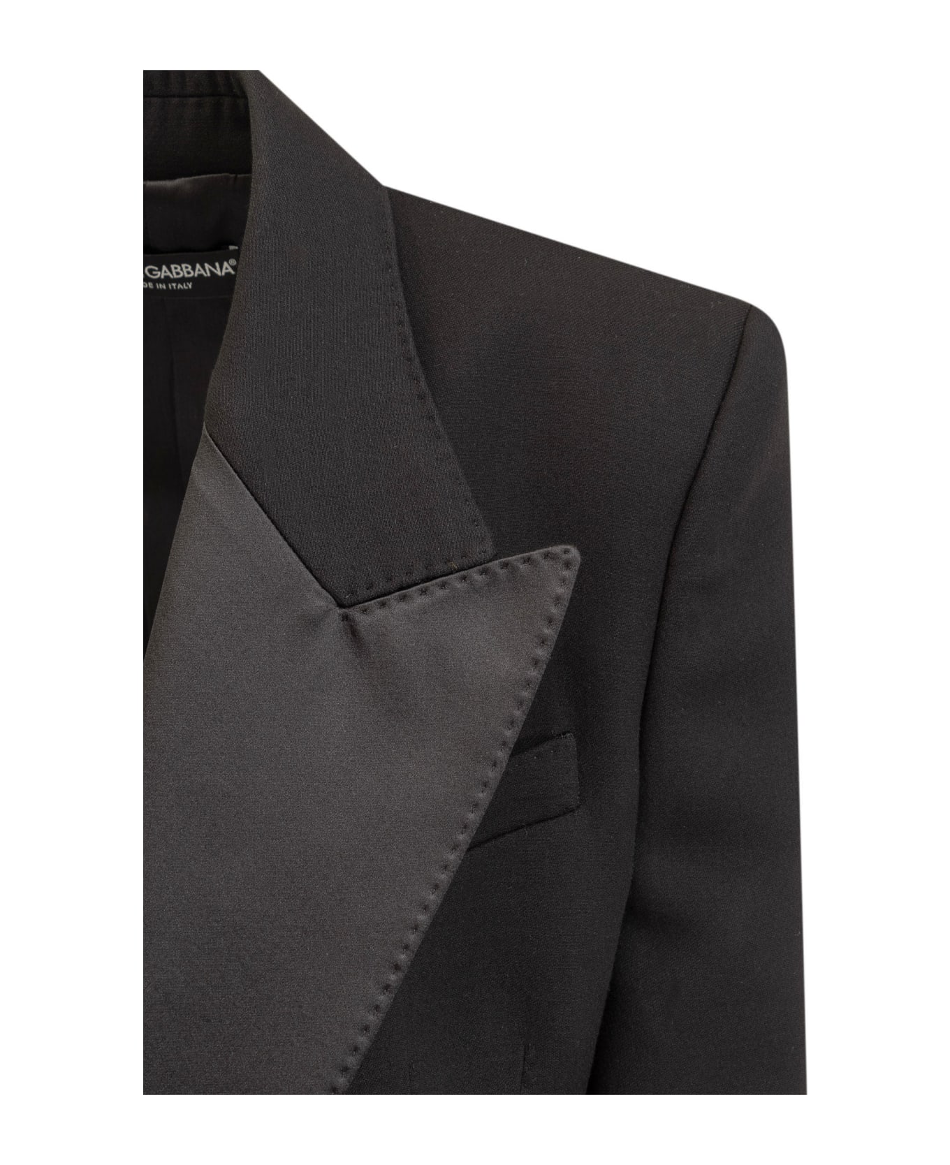 Dolce & Gabbana Cropped Jacket With Satin Revers - NERO ブレザー