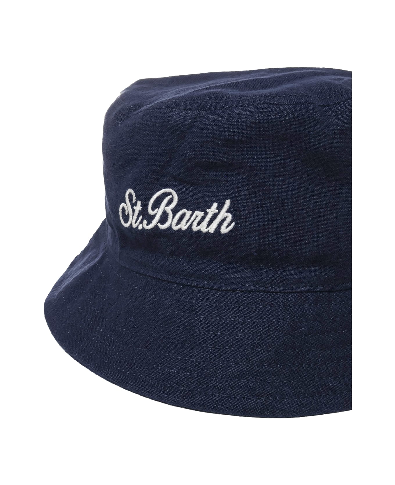 MC2 Saint Barth Bucket Hat In Linen And Cotton Blend - Blue