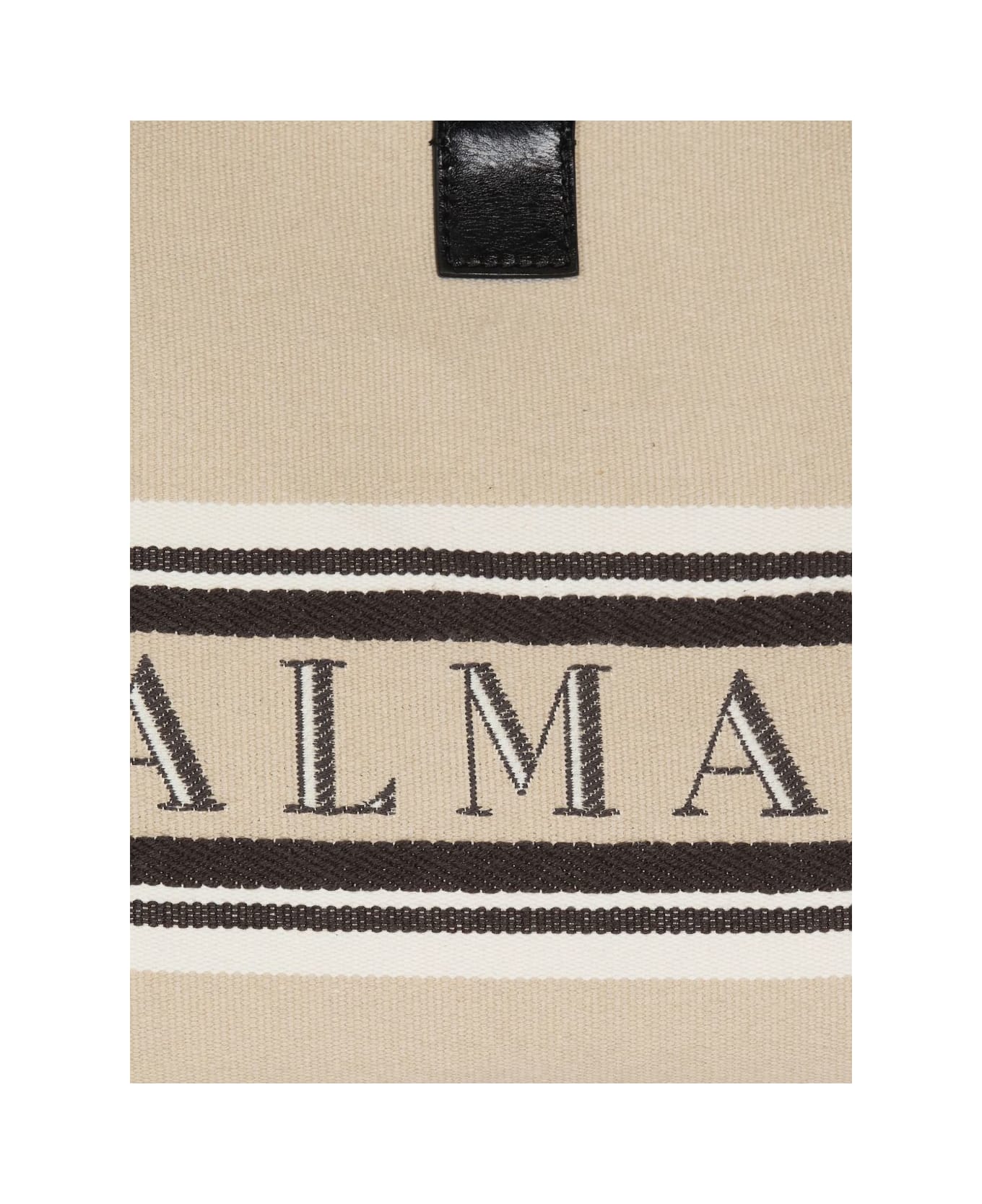 Balmain Release Small Canvas And Leather Tote - Beige