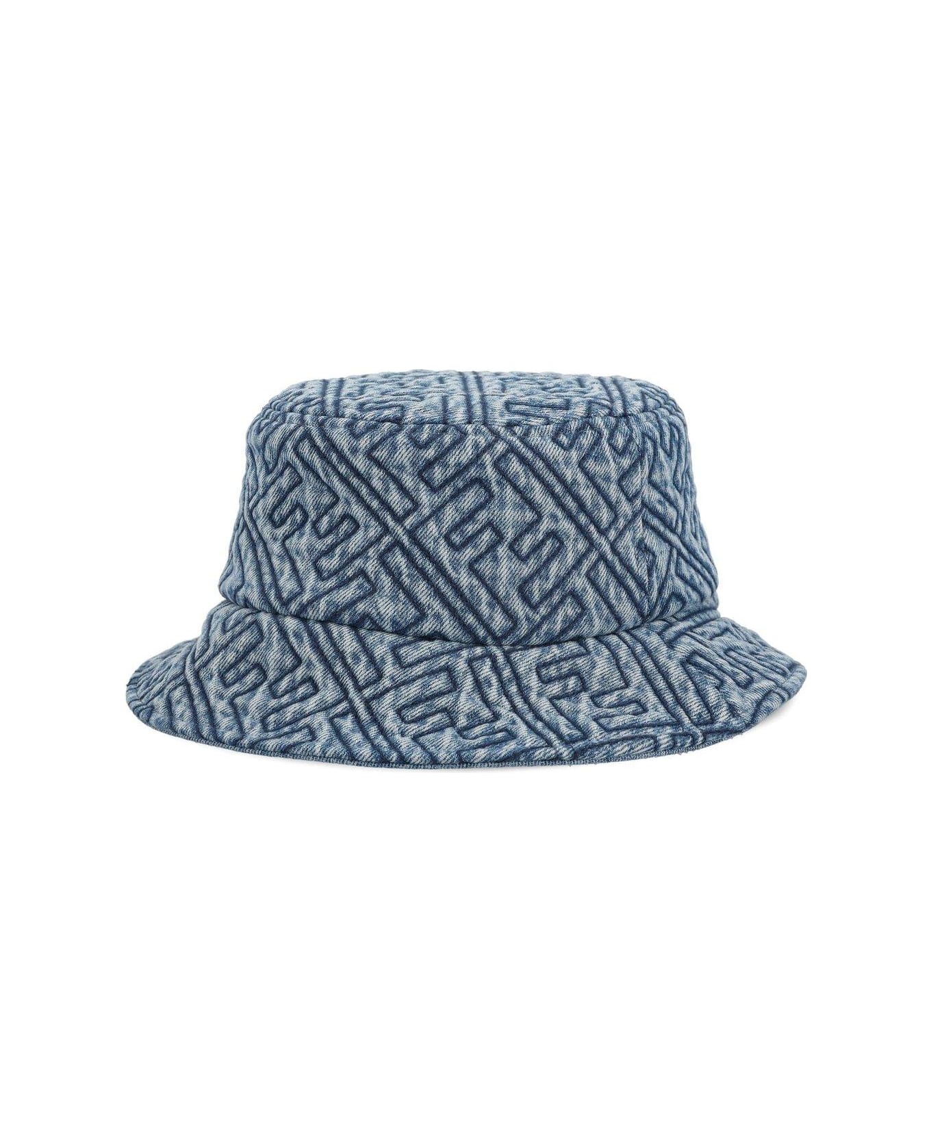 Fendi Ff Motif Denim Bucket Hat - Blue