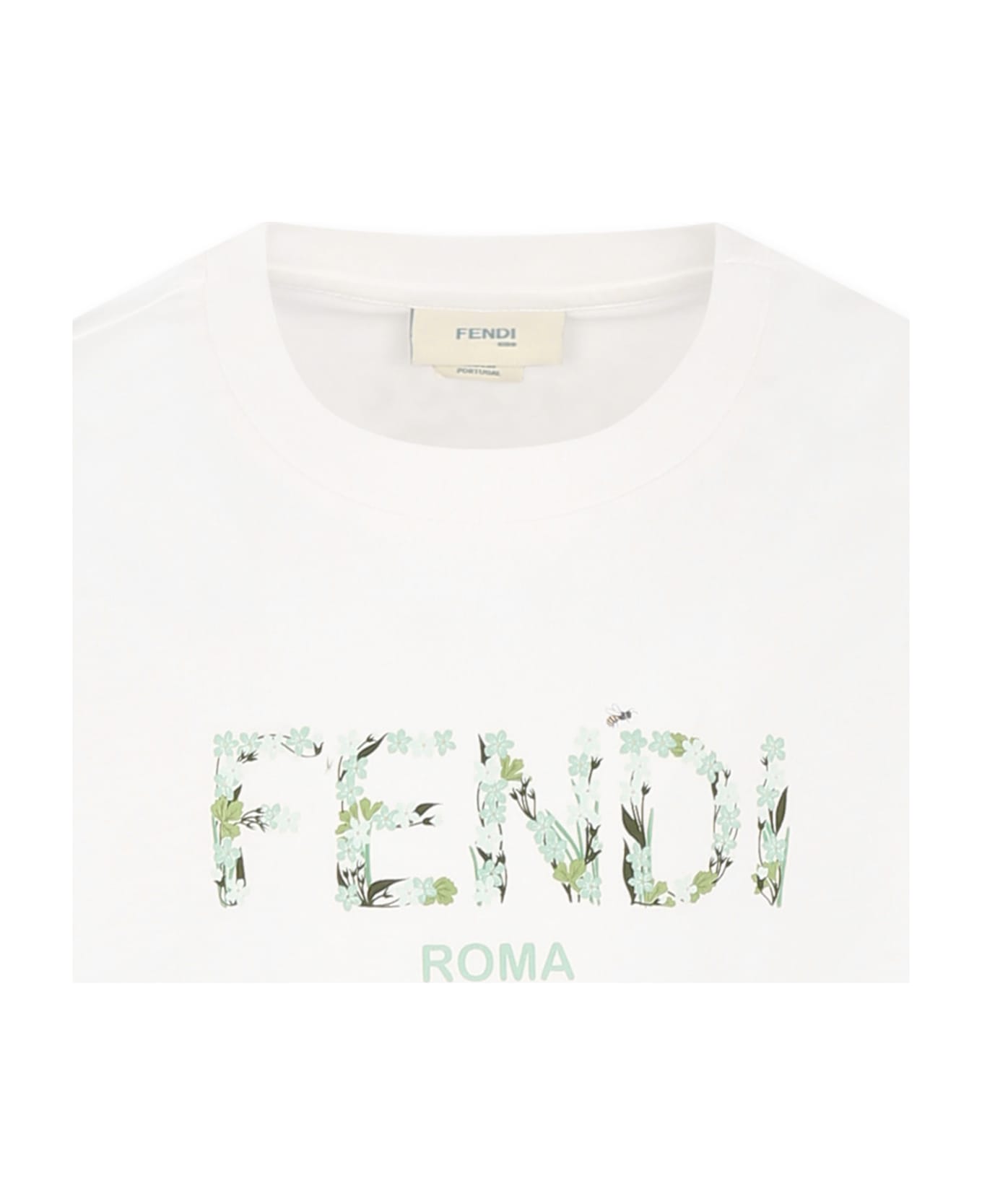 Fendi White T-shirt For Girl With Logo - White