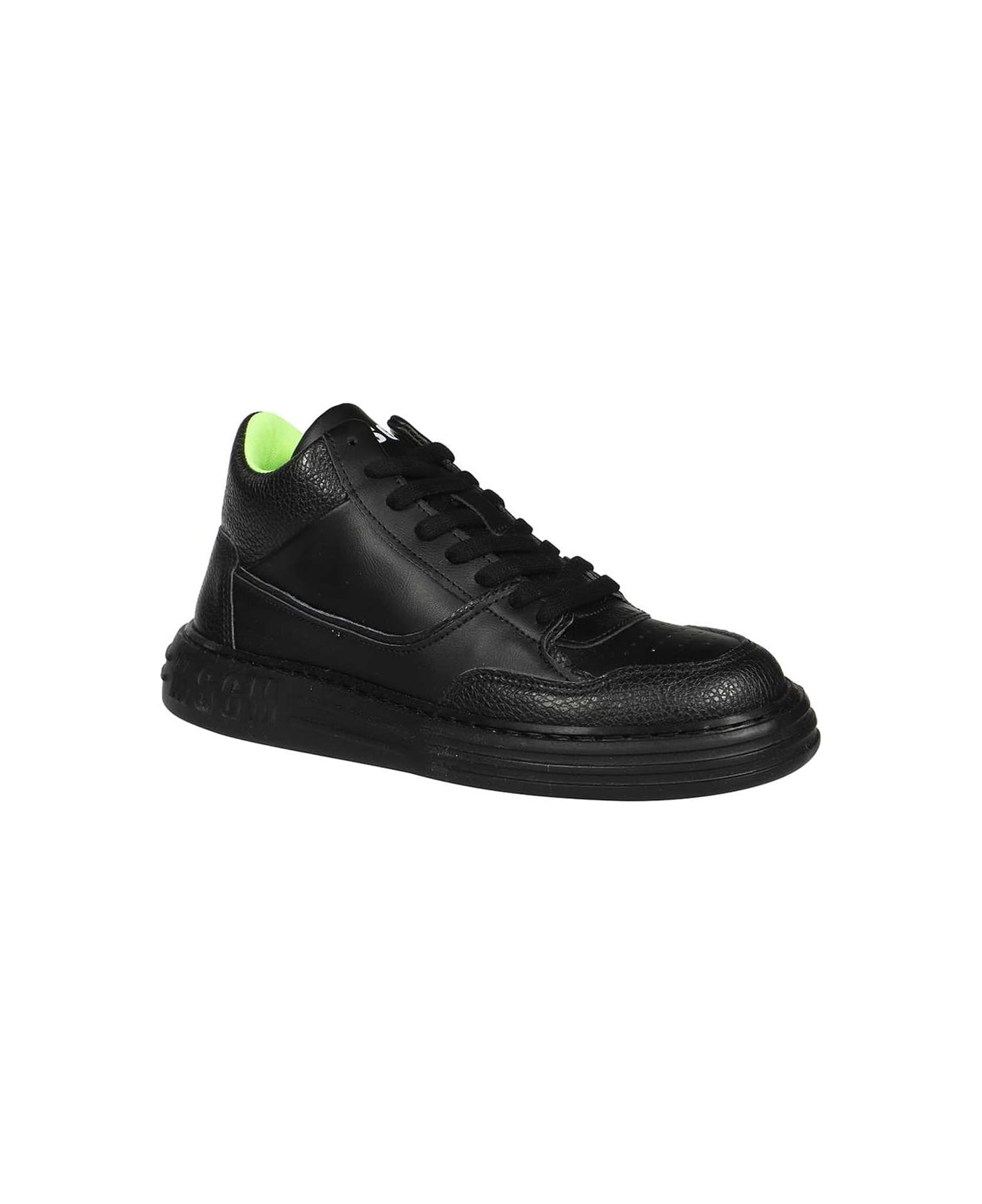 MSGM Leather Low Sneakers - black