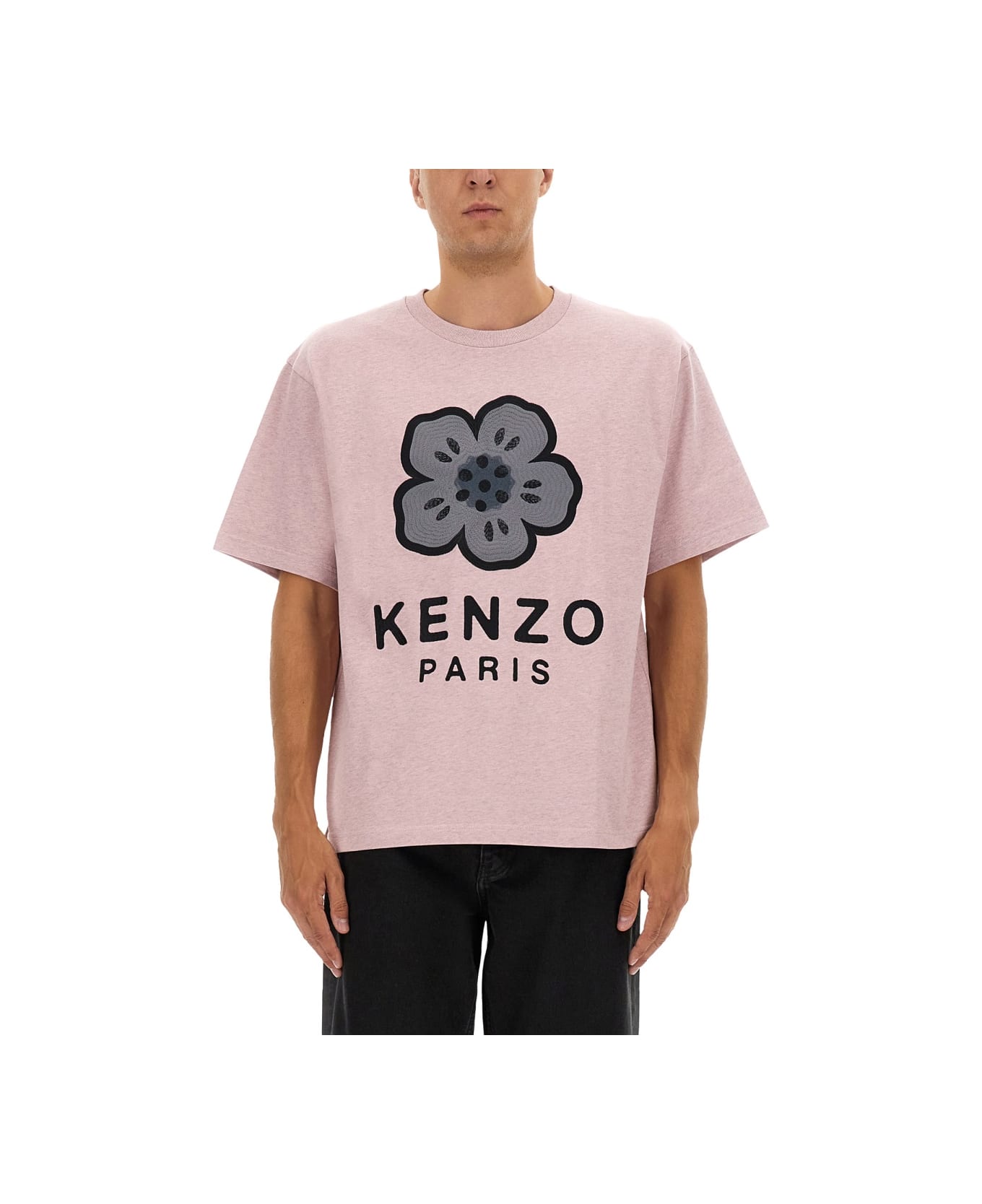 Kenzo Oversized T-shirt With "boke Flower" Embroidery - PINK