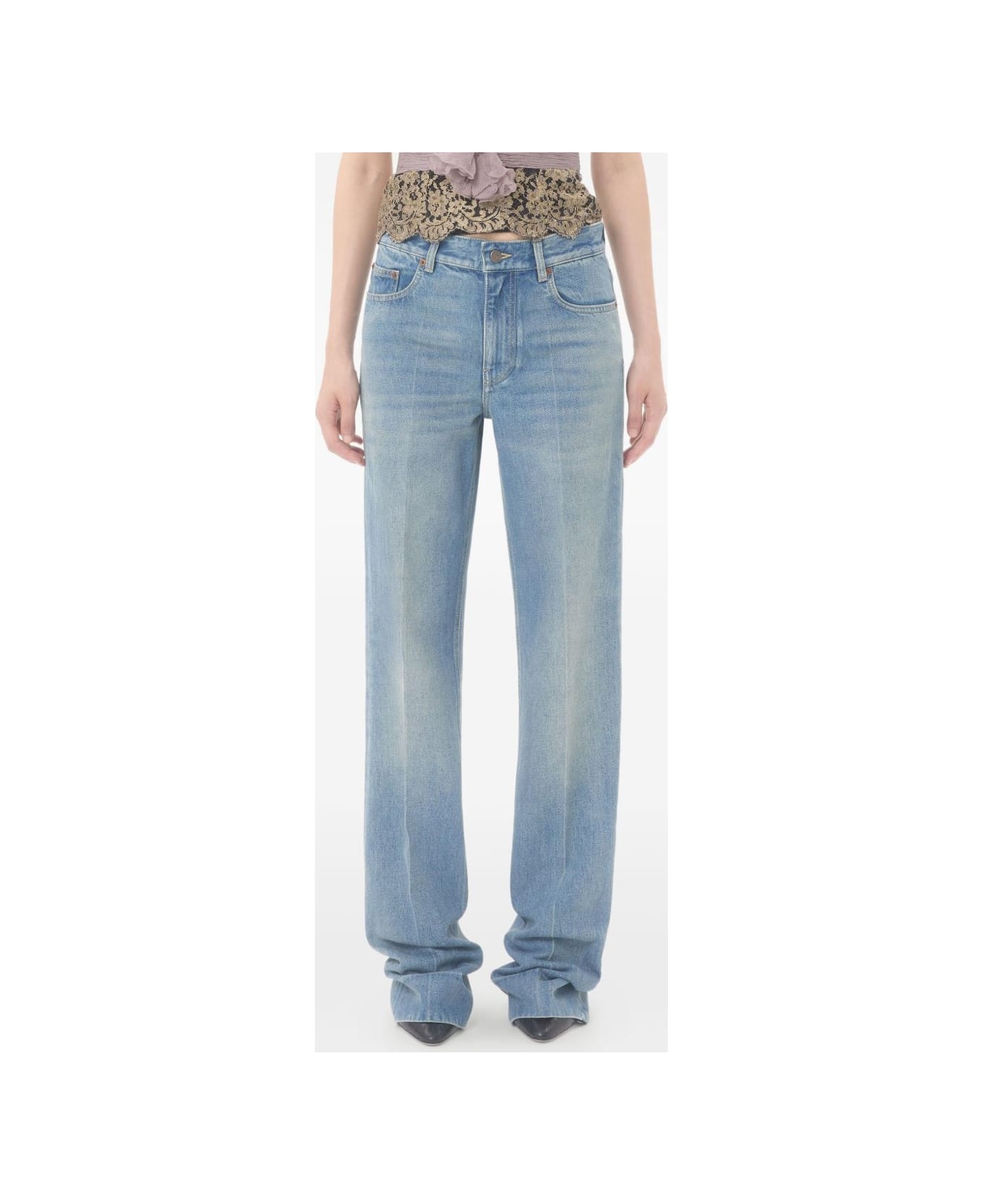 Valentino Garavani Jeans With Logo Appliqué - Blue