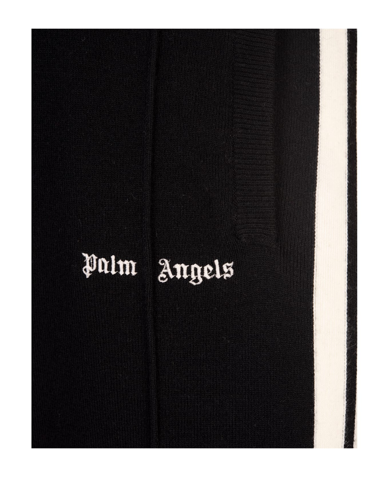 Palm Angels Black Wool And Cashmere Track Trousers - BLACK OFF WHITE