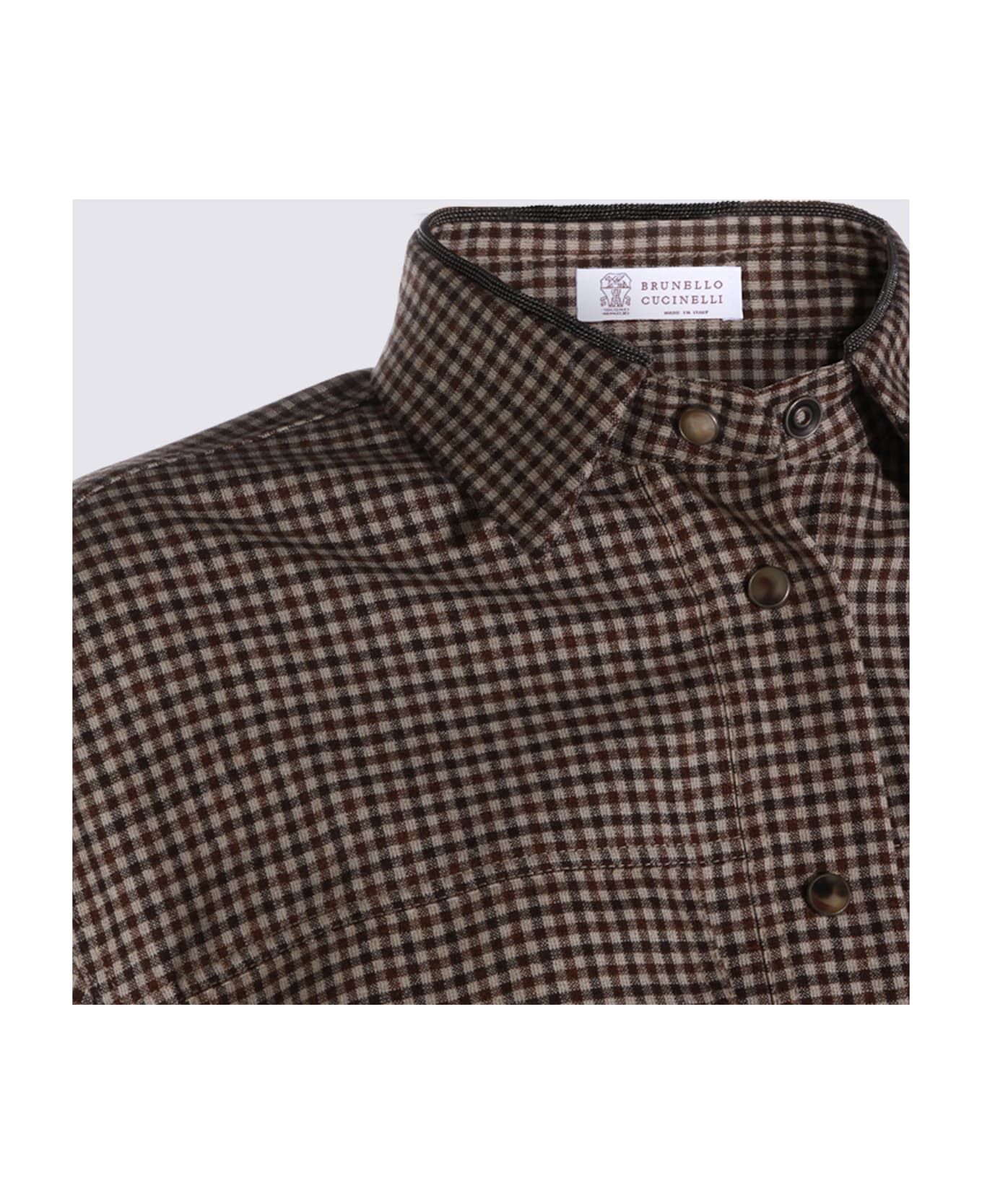 Brunello Cucinelli Brown Wool Shirt - MARRONE/BEIGE/TESTA DI MORO