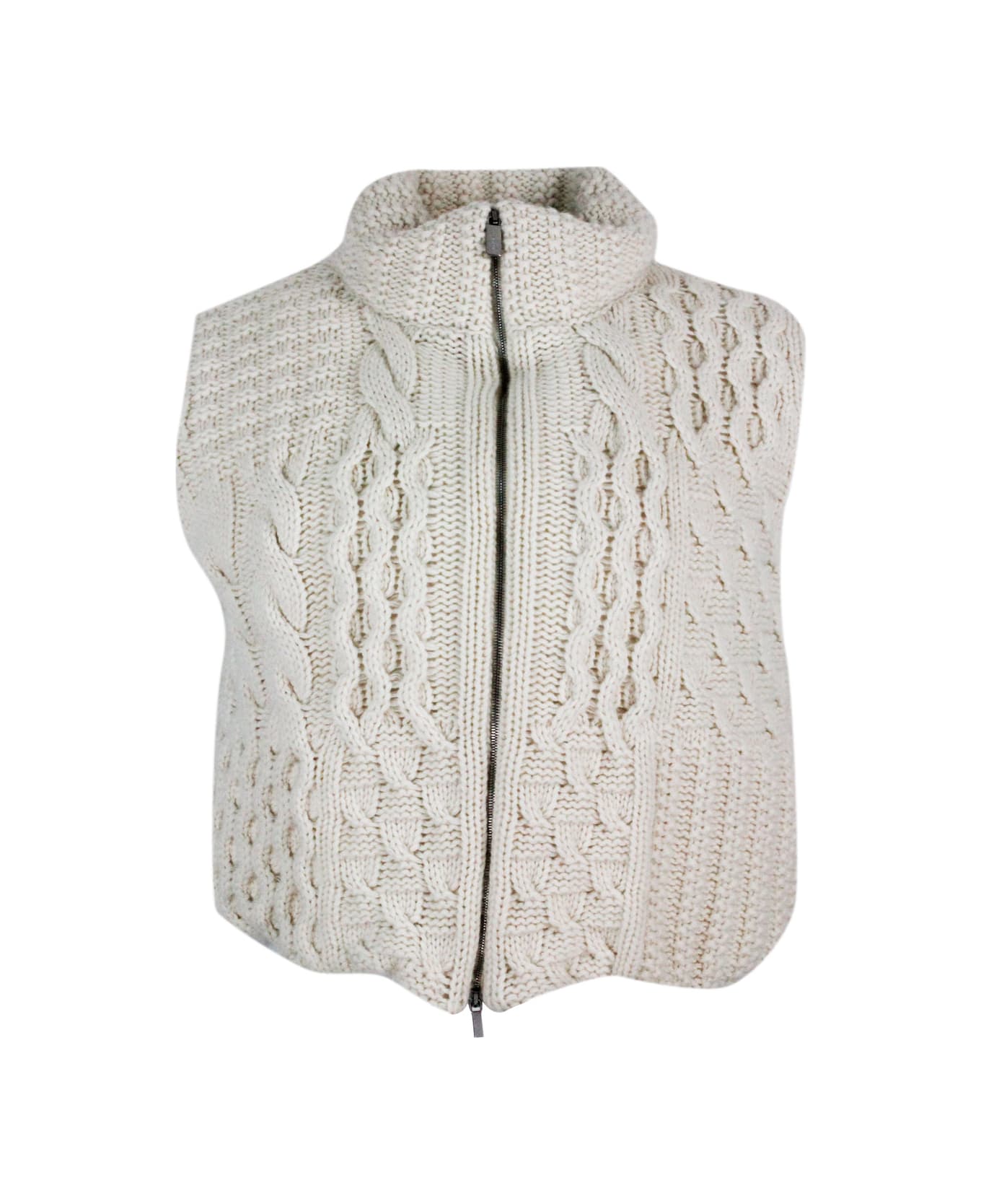 Fabiana Filippi Sleeveless Down Vest In Fine And Soft Cashmere With Sustainable Padding - cream