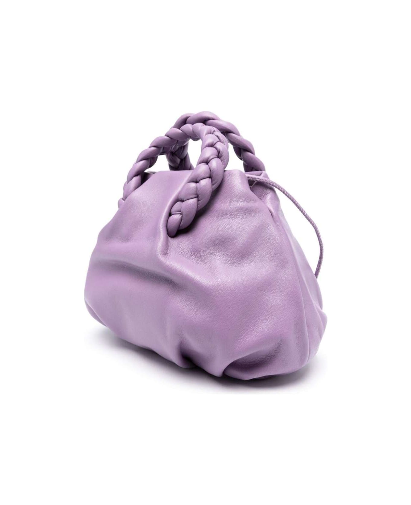 Hereu 'bombon' Purple Handbag With Braided Handles In Shiny Leather Woman - Violet