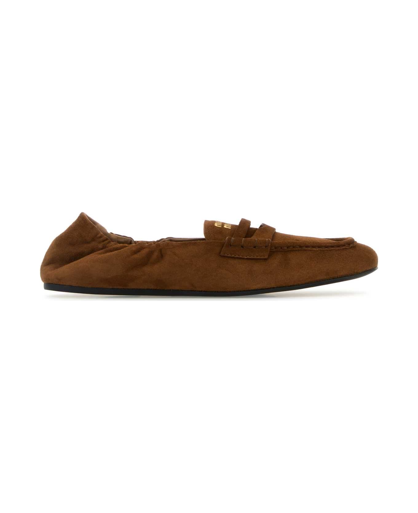 Miu Miu Brown Suede Leather Loafers - ROVERE