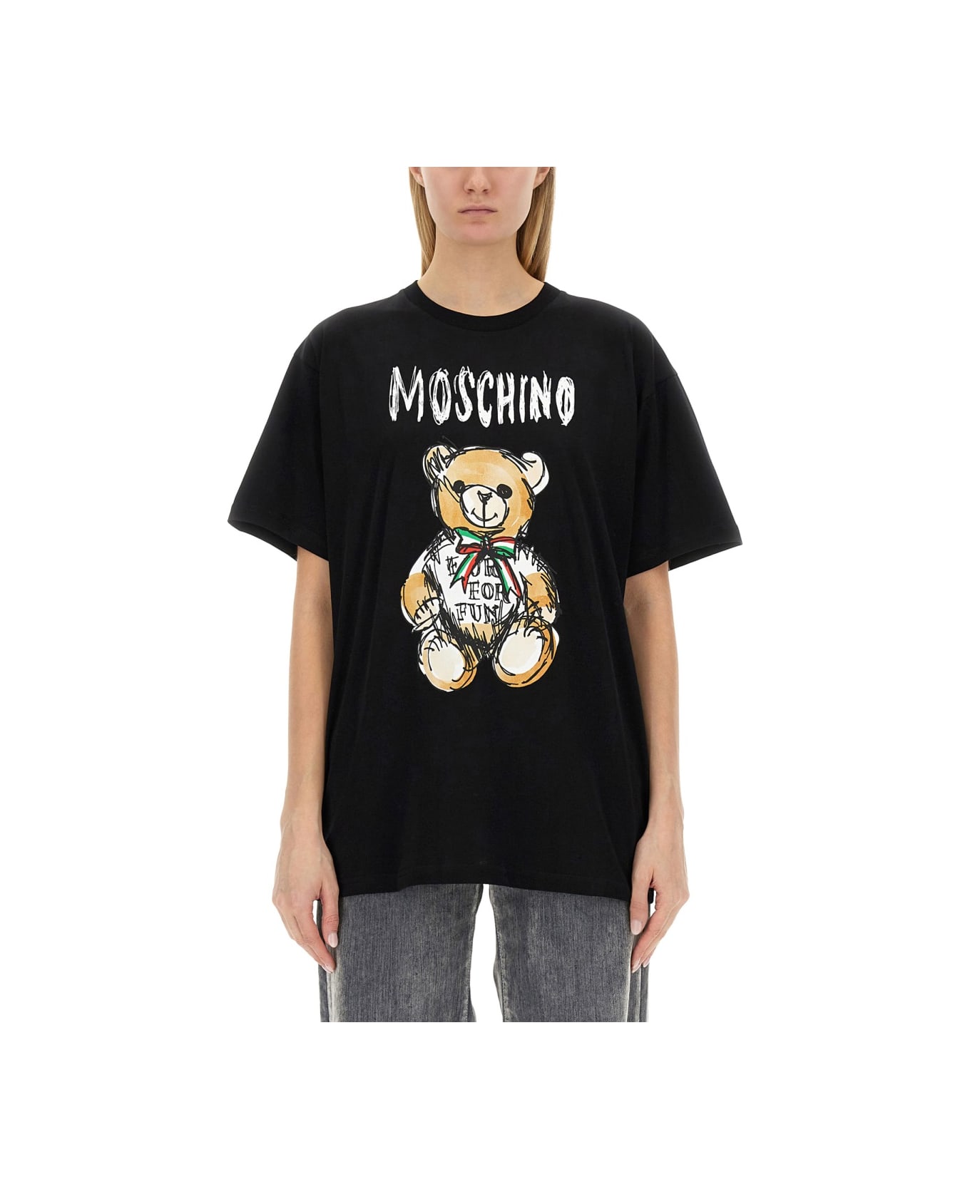 Moschino Teddy Print T-shirt - BLACK