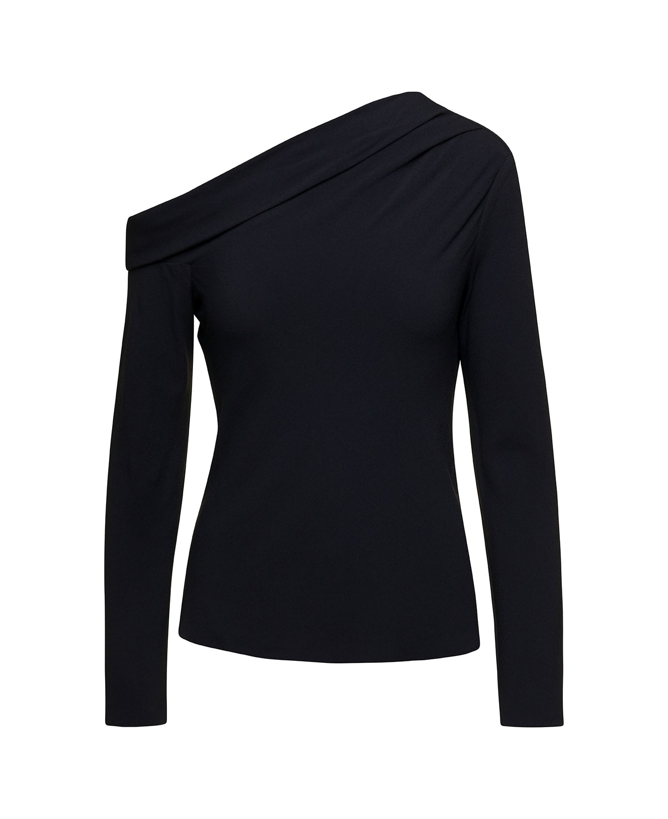 Theory Black Off-shoulder Fitted Top In Viscose Blend Woman - Black