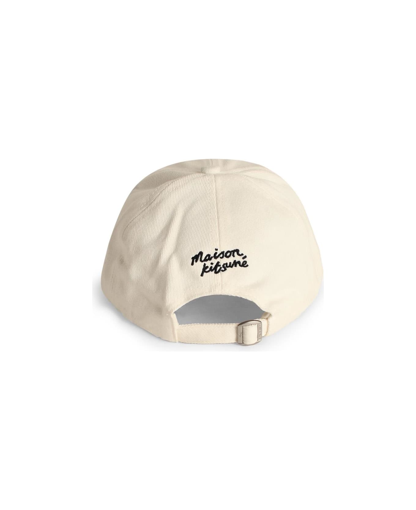 Maison Kitsuné White Cotton Cap - White