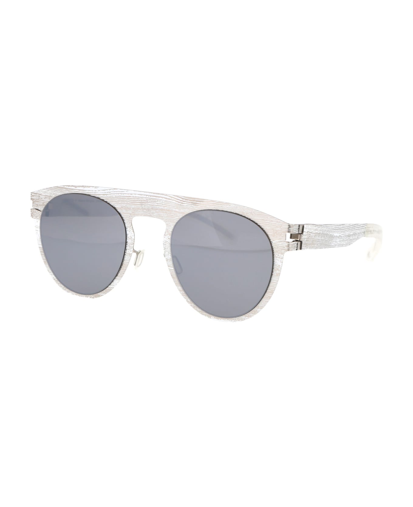 Mykita Mmtransfer004 Sunglasses - 354 Silver White Pine Brown Flash