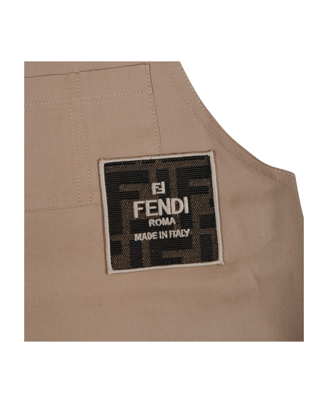 Fendi Beige Dungarees For Baby Boy With Ff Logo - Beige